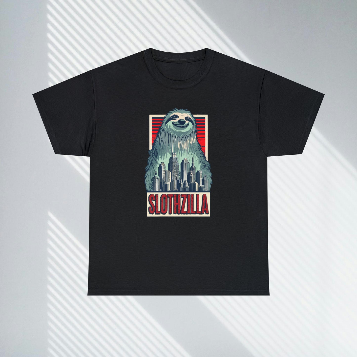 Slothzilla, city destroying sloth, Unisex Heavy Cotton Tee