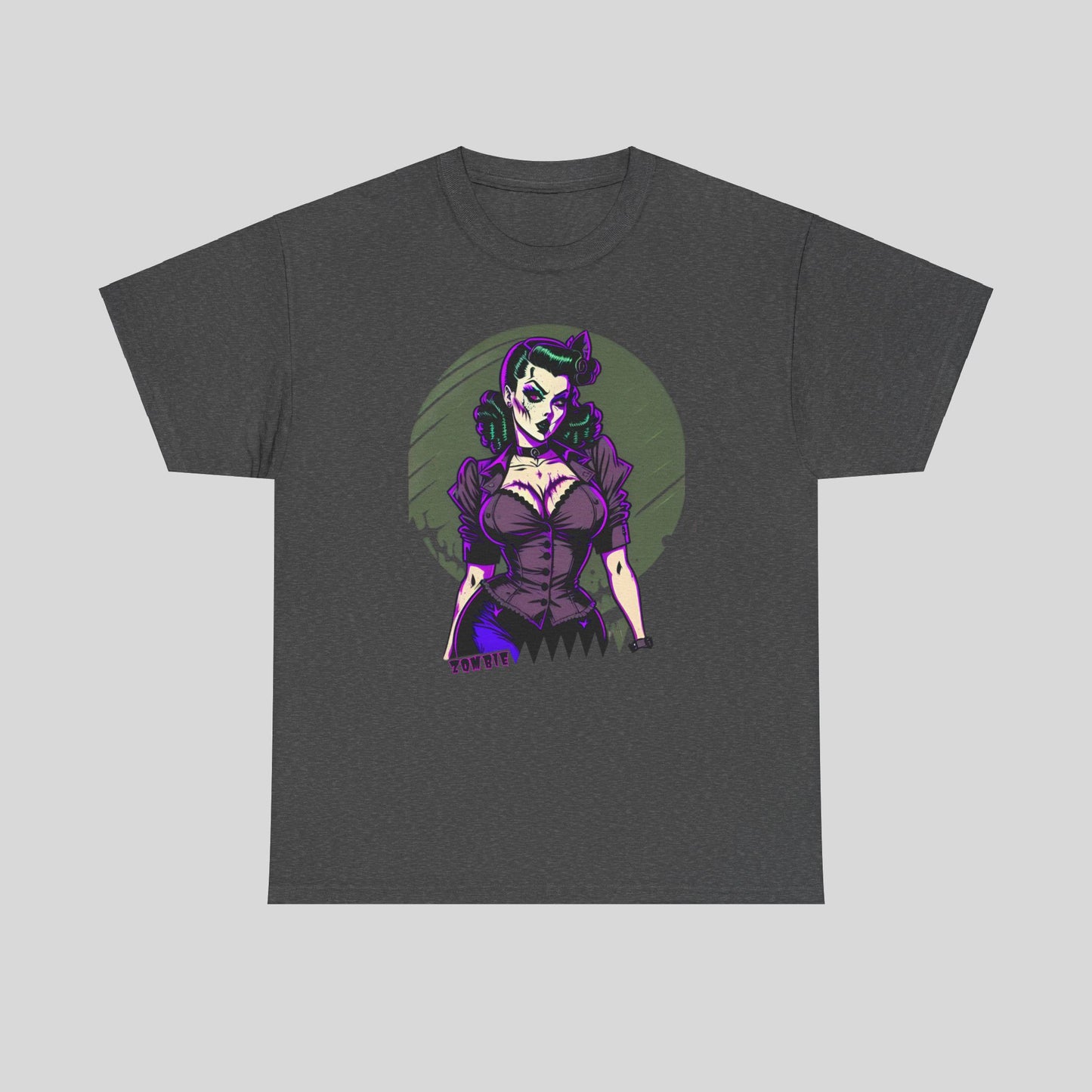 Zombie Pin-up Model, Custom Graphic Unisex Heavy Cotton Tee