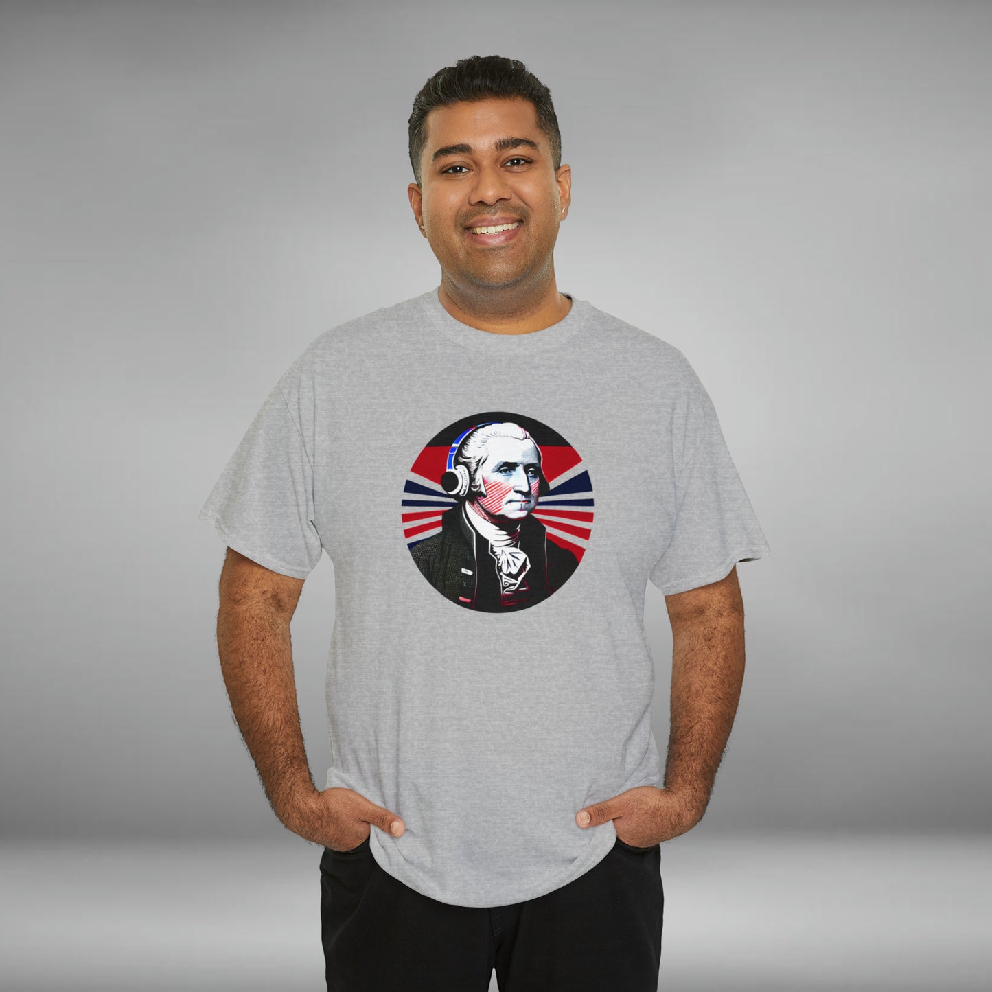 George Washington, Custom Unisex Heavy Cotton Graphic Tee