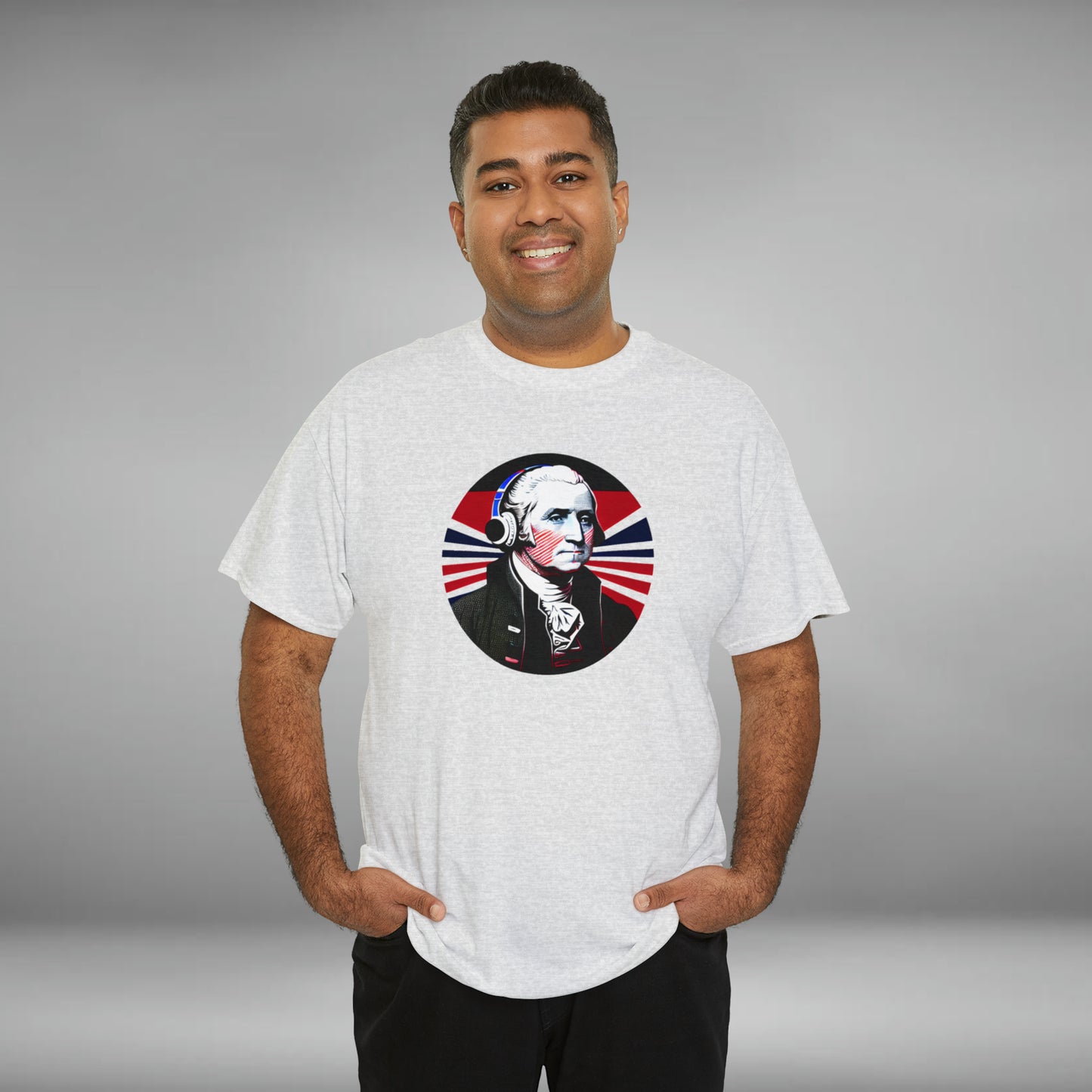 George Washington, Custom Unisex Heavy Cotton Graphic Tee
