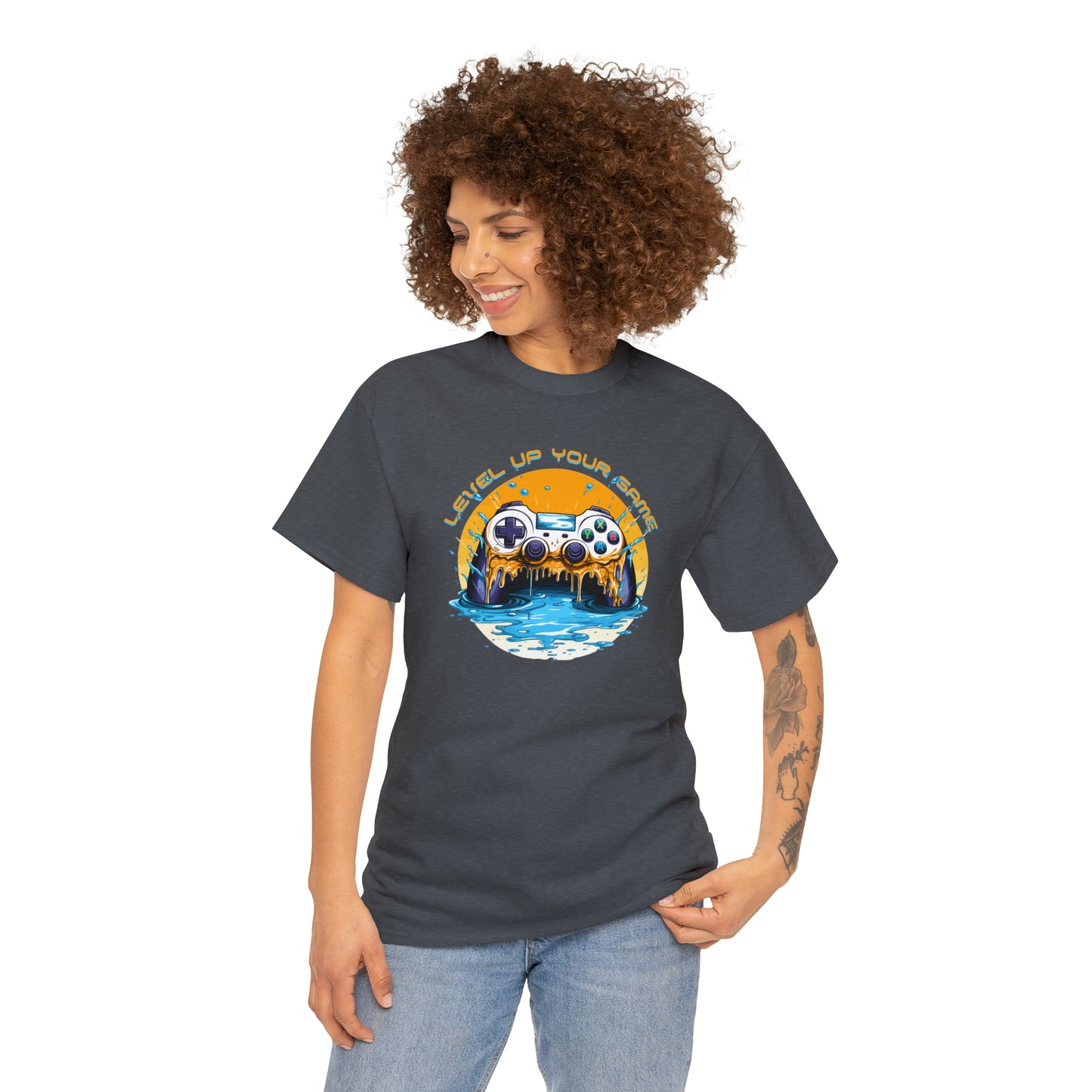 Level Up Your Game, Game Controller Unisex Heavy Cotton Tee