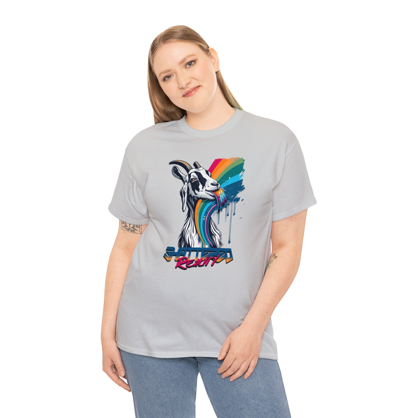 Shattered Reality, Rainbow Goat, Unisex Heavy Cotton Tee