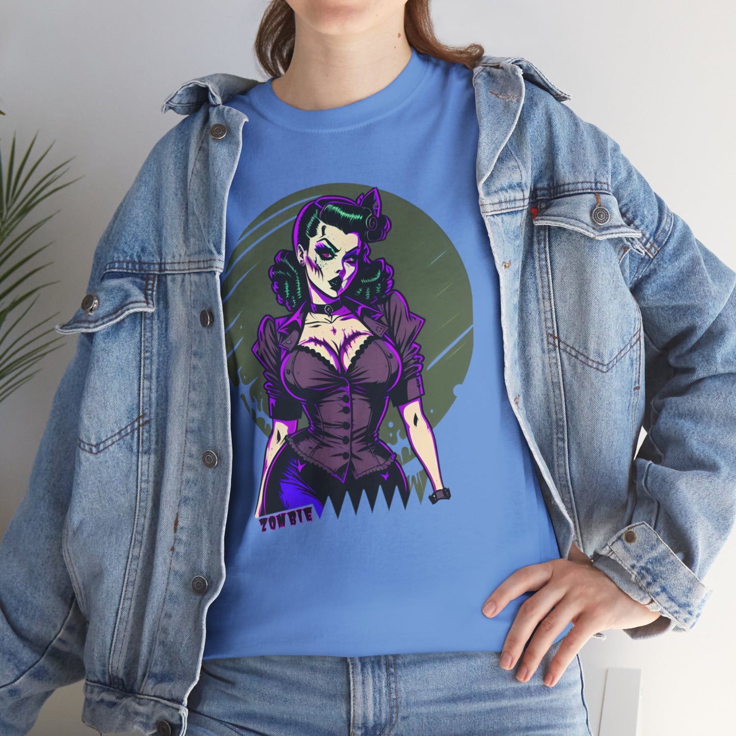 Zombie Pin-up Model, Custom Graphic Unisex Heavy Cotton Tee