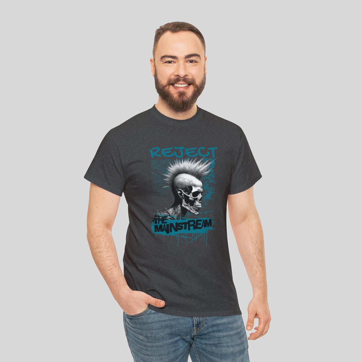 Reject the Mainstream, Punk Skull, Unisex Heavy Cotton Tee