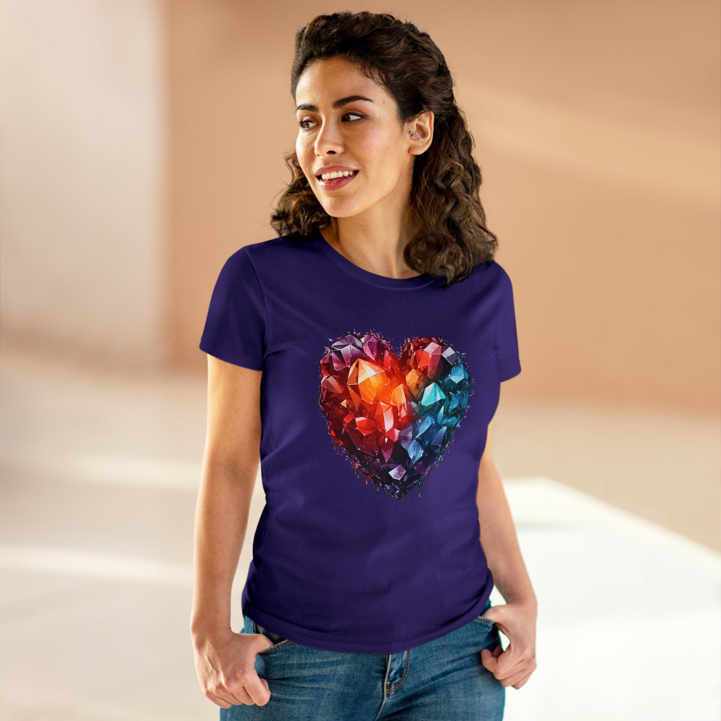 Crystal Heart Women's Midweight Cotton Tee