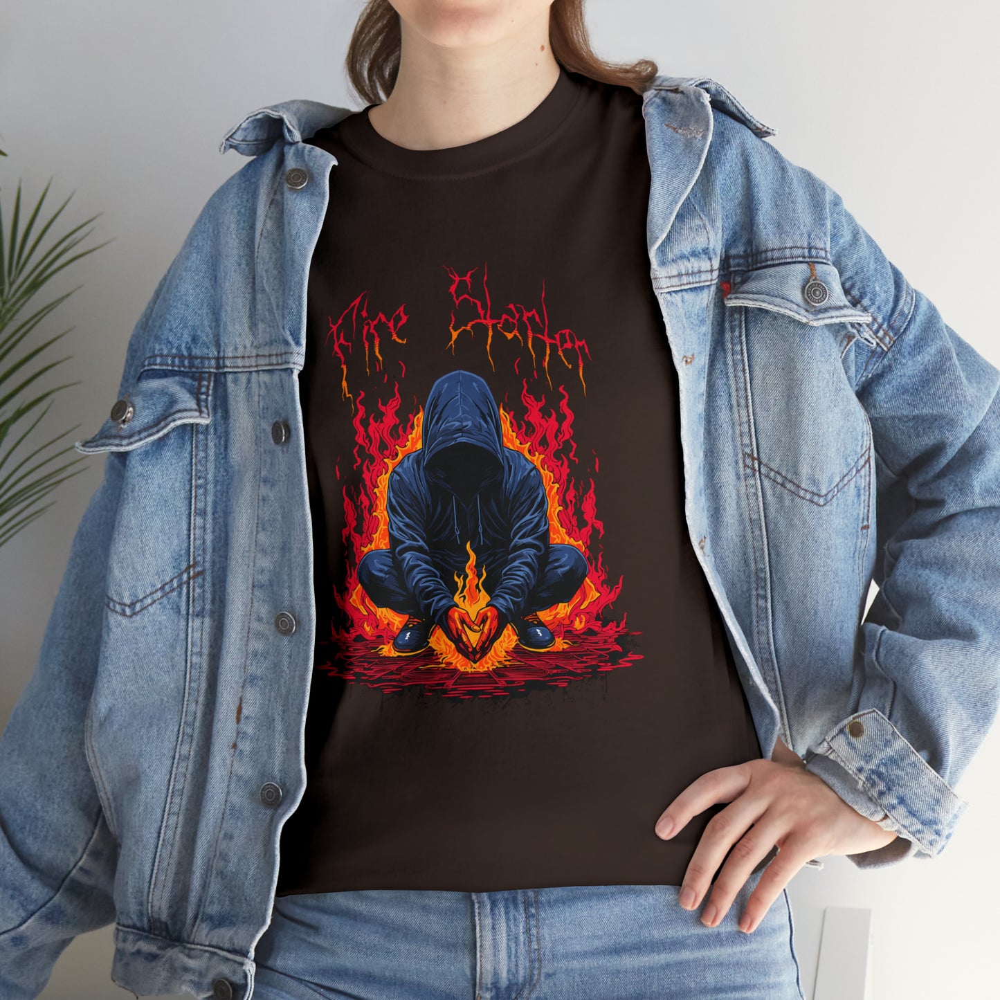 Fire Starter, Hooded man with superpowers, Unisex Heavy Cotton Tee