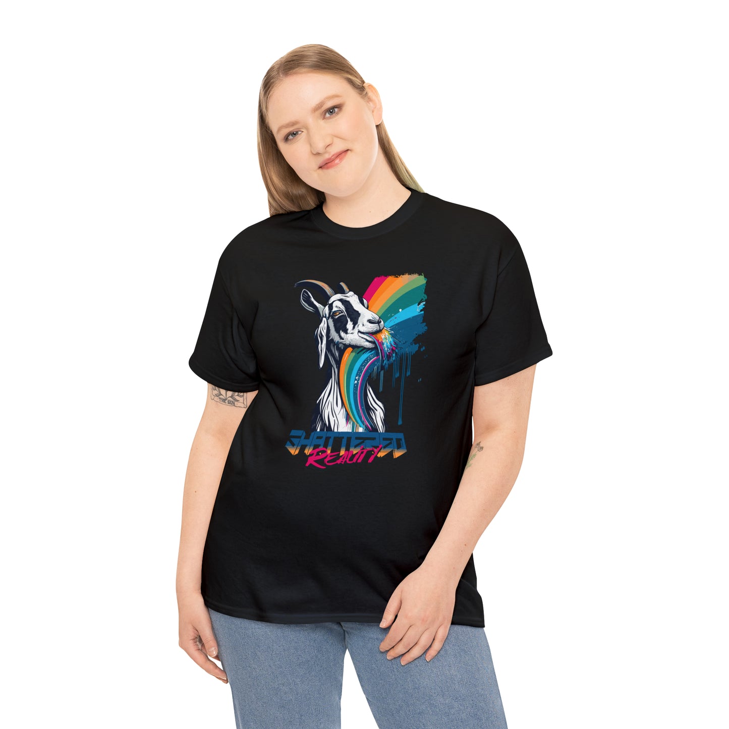 Shattered Reality, Rainbow Goat, Unisex Heavy Cotton Tee