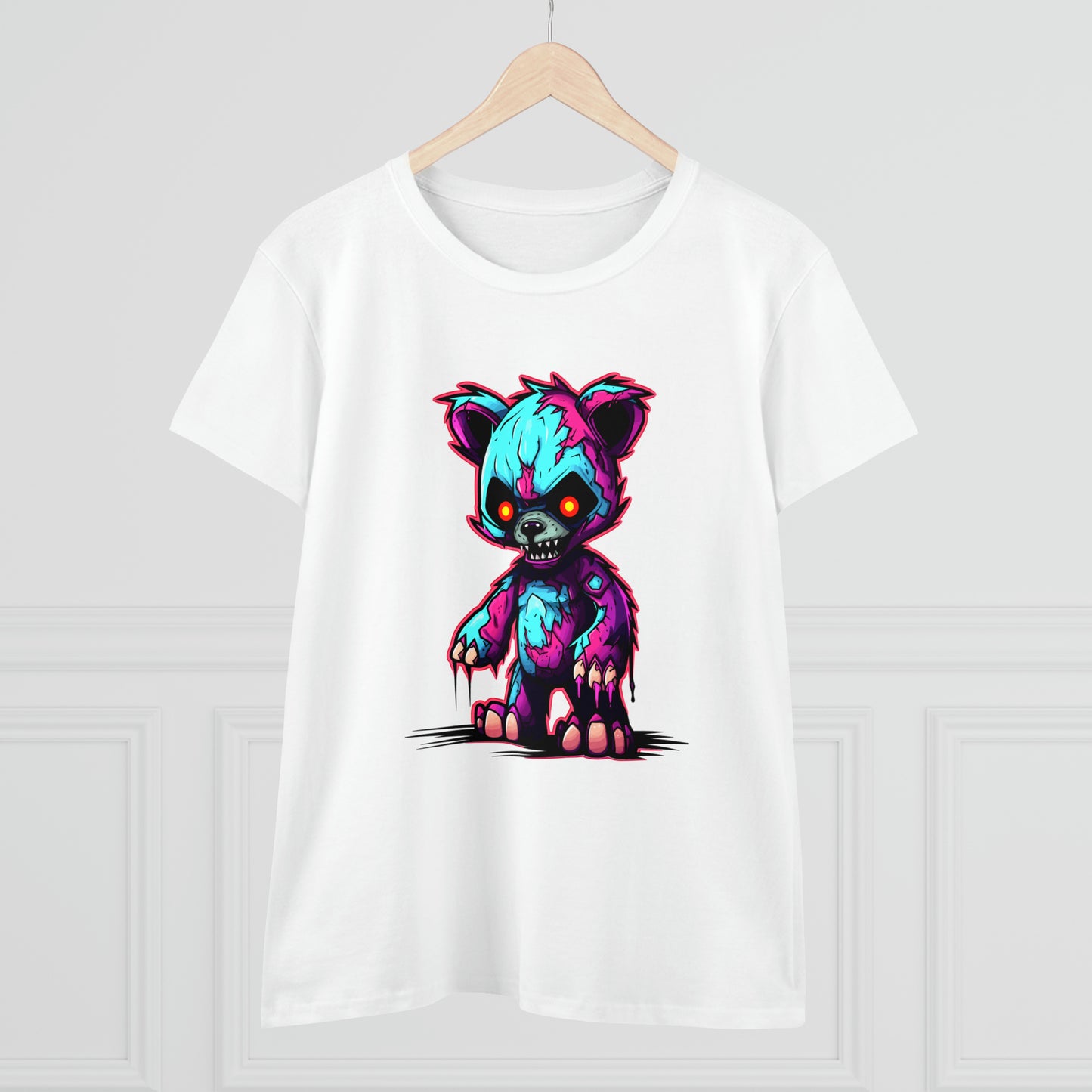 Zombie Teddy Bear, Custom Women's Midweight Cotton Tee