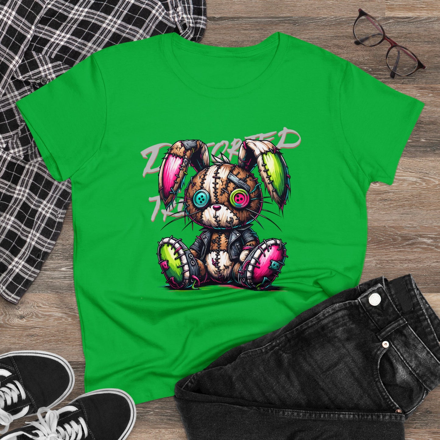 Distorted Truth, Ragdoll Bunny, Women's Midweight Cotton Tee
