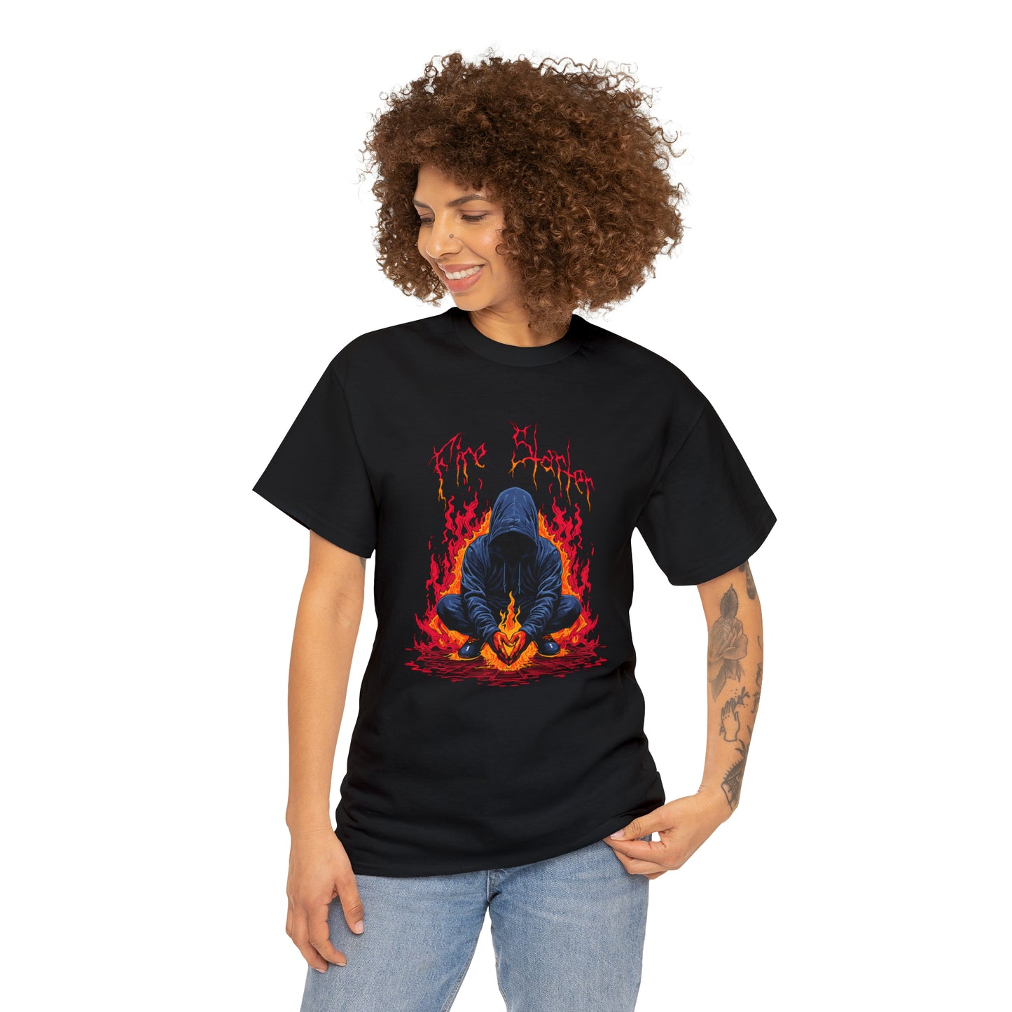 Fire Starter, Hooded man with superpowers, Unisex Heavy Cotton Tee