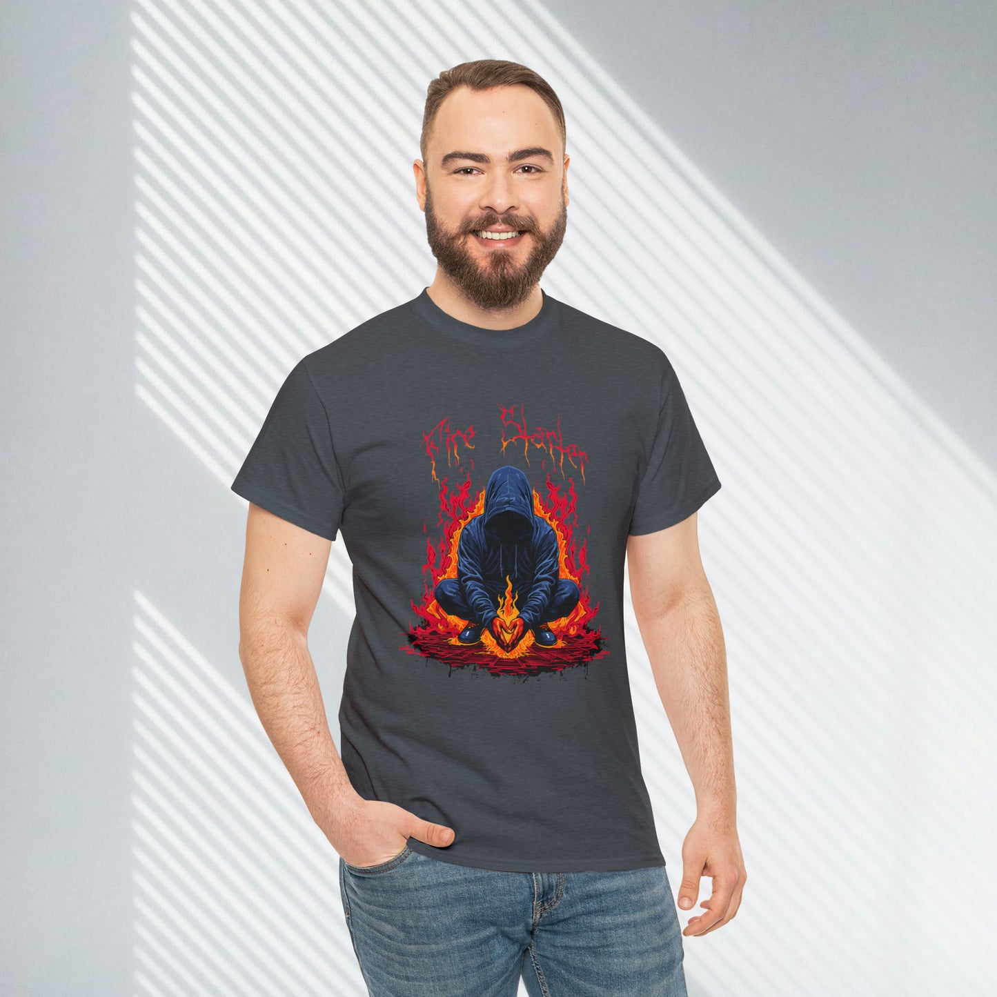 Fire Starter, Hooded man with superpowers, Unisex Heavy Cotton Tee