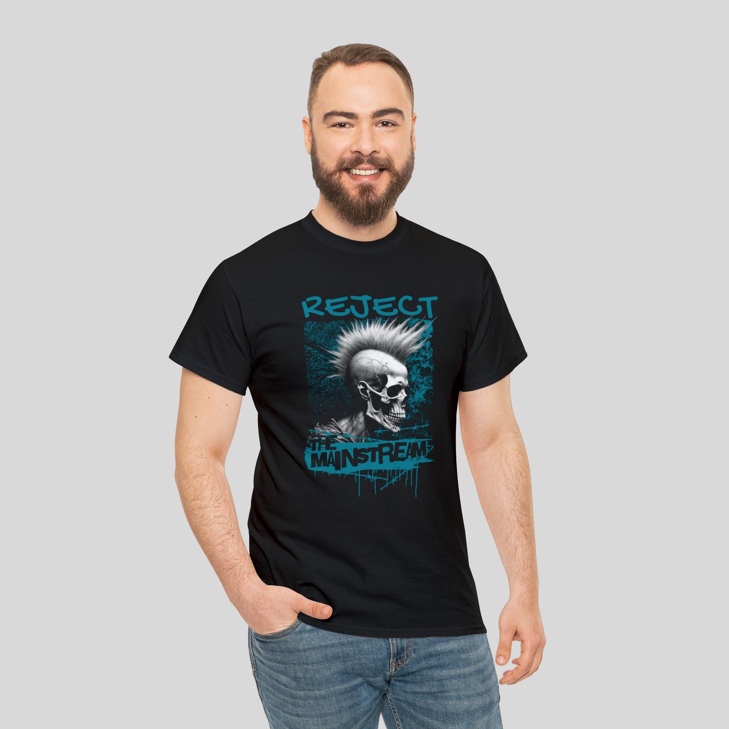 Reject the Mainstream, Punk Skull, Unisex Heavy Cotton Tee
