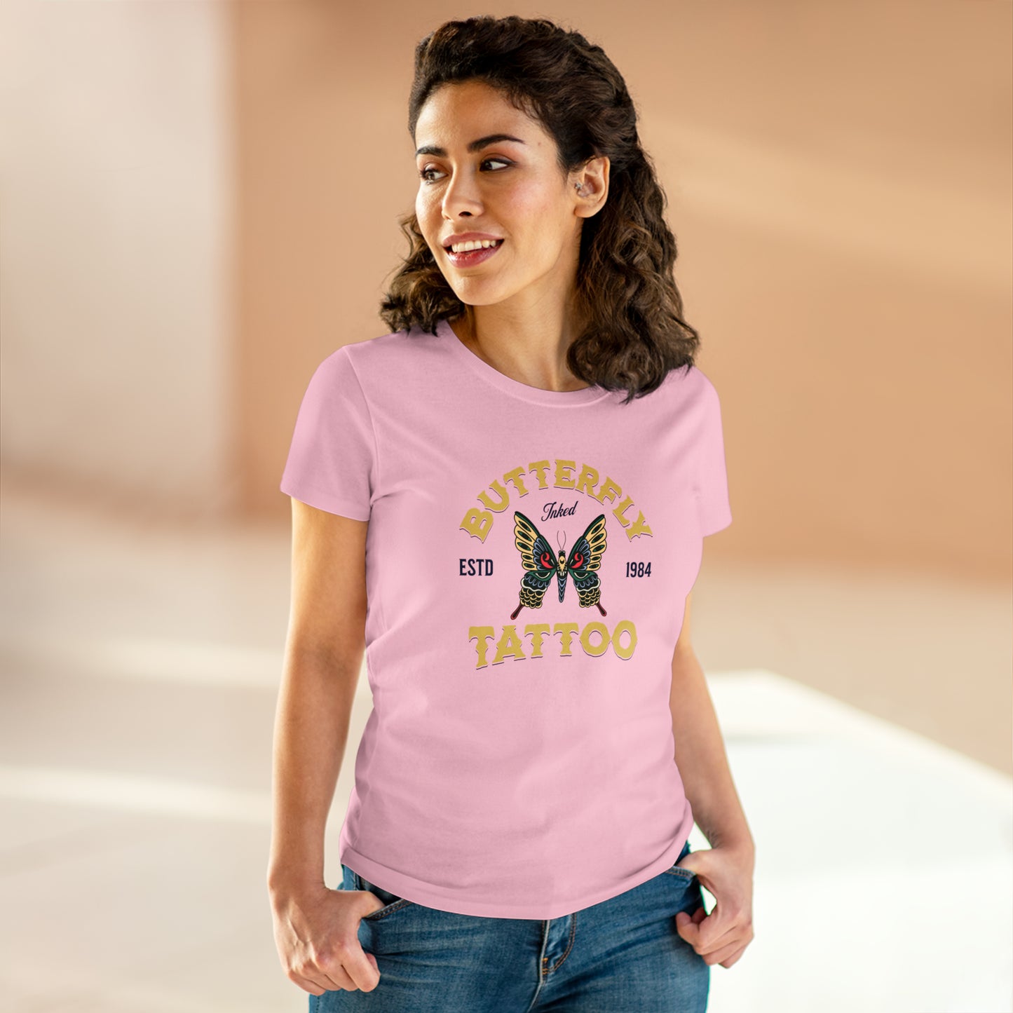 BUTTERFLY TATTOO, Women's Midweight Cotton Tee