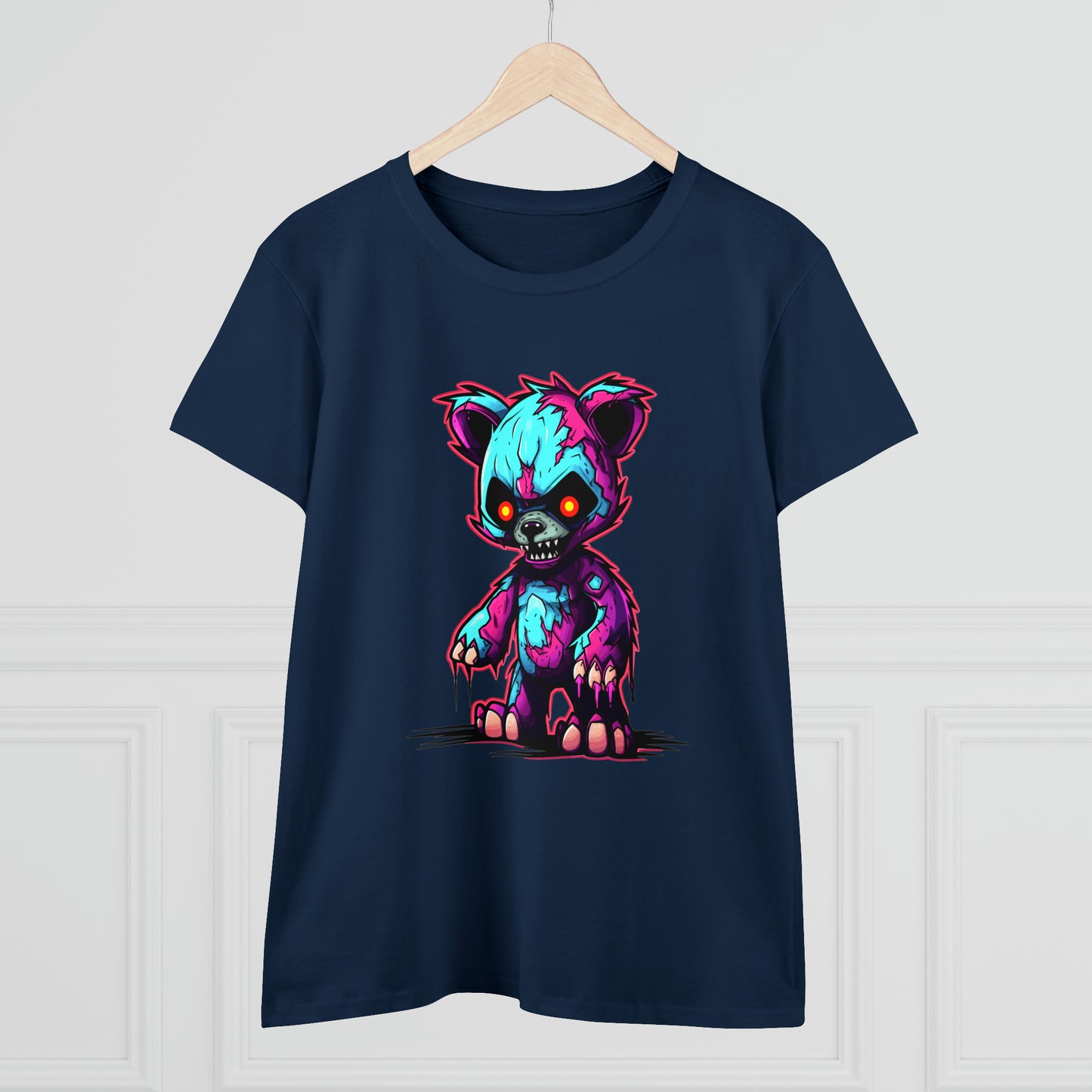 Zombie Teddy Bear, Custom Women's Midweight Cotton Tee