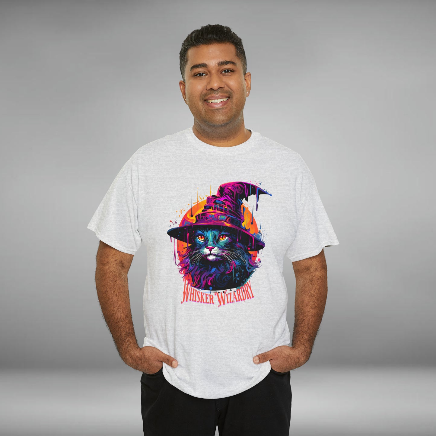 Whisker Wizardry, Wizard Cat, Unisex Heavy Cotton Tee