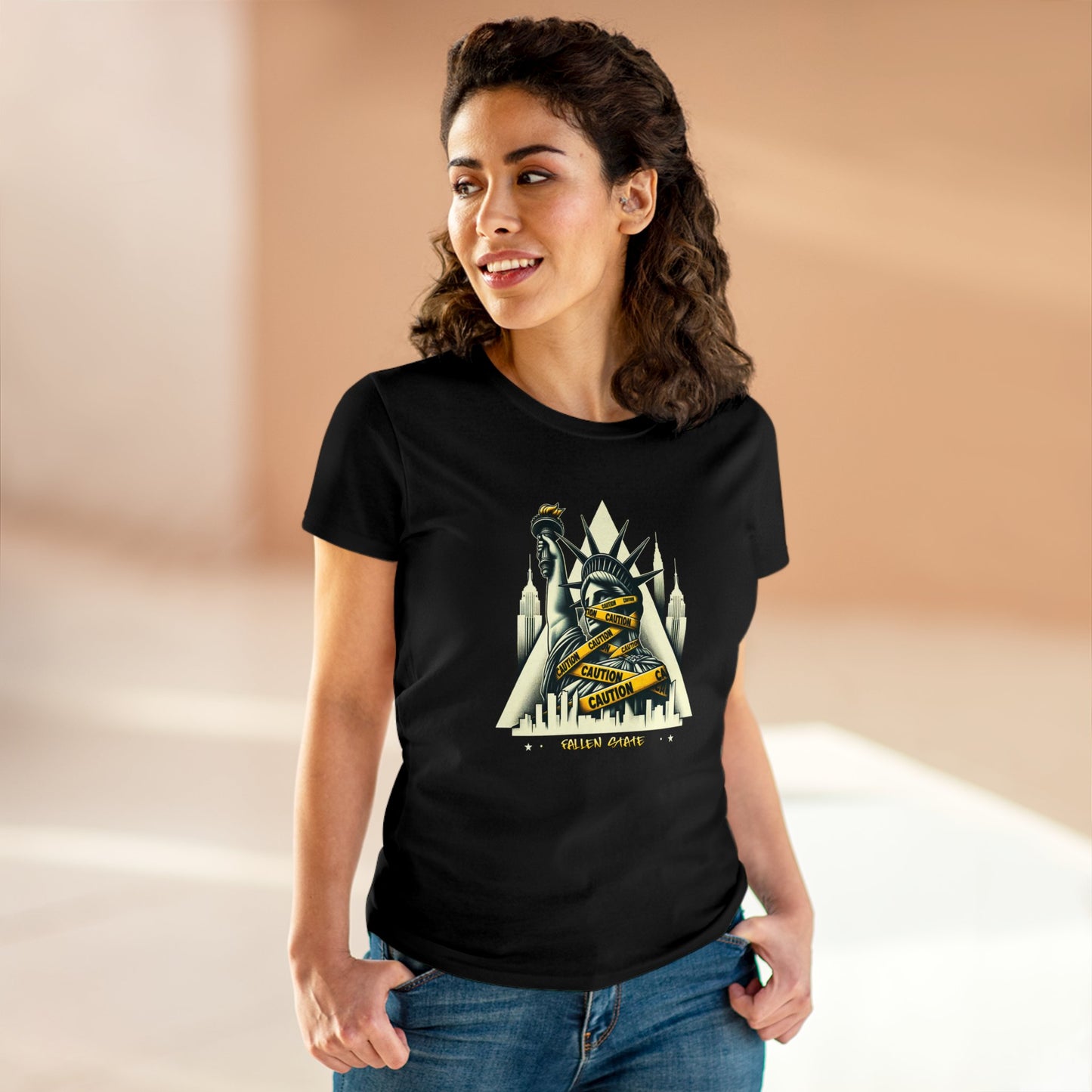 Fallen State, NYC, Statue of Liberty, Women's Midweight Cotton Tee