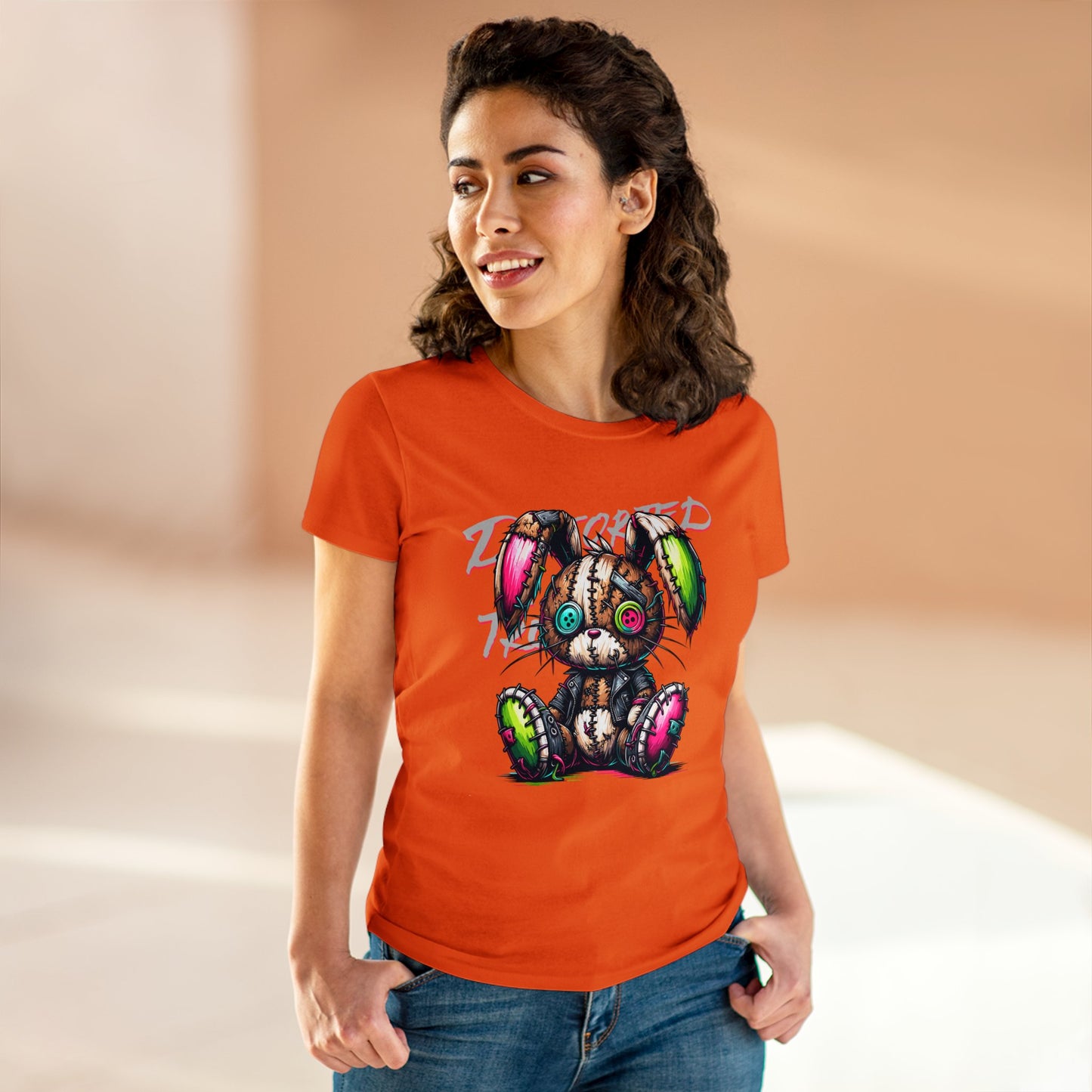 Distorted Truth, Ragdoll Bunny, Women's Midweight Cotton Tee