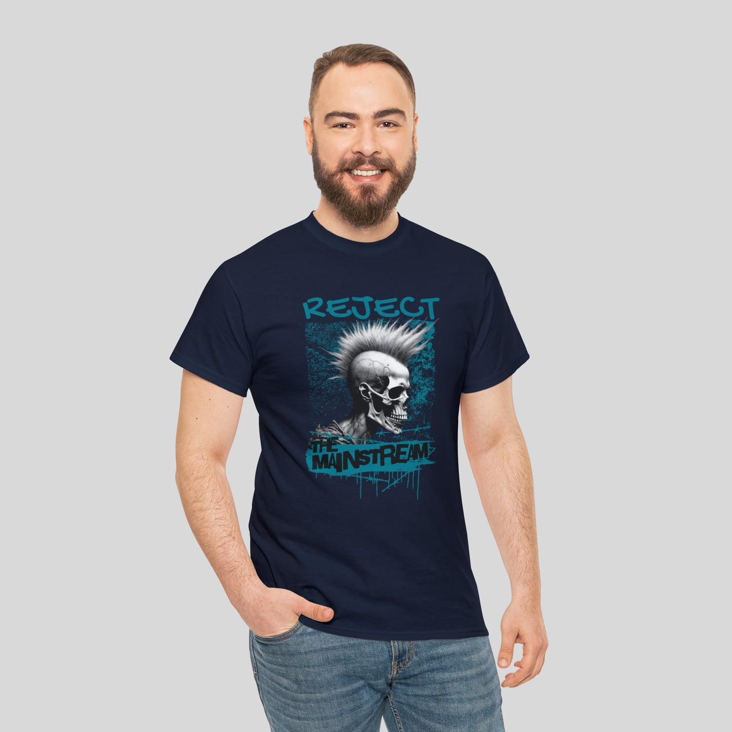 Reject the Mainstream, Punk Skull, Unisex Heavy Cotton Tee
