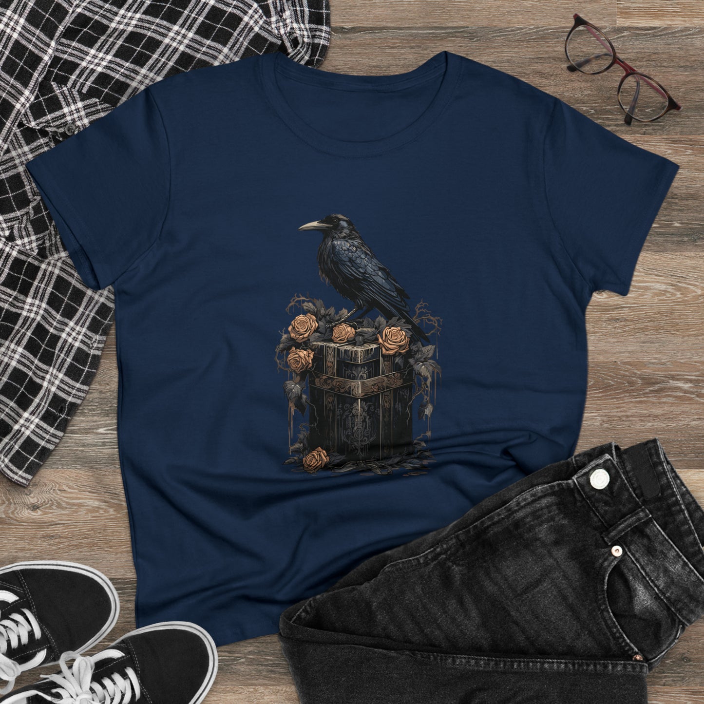 Victorian Bandbox Crow, Women's Midweight Cotton Tee