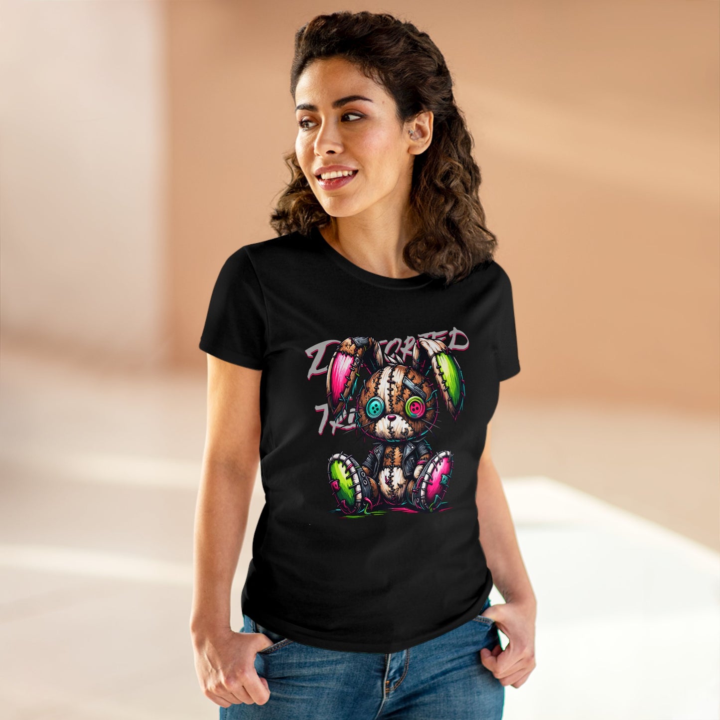 Distorted Truth, Ragdoll Bunny, Women's Midweight Cotton Tee