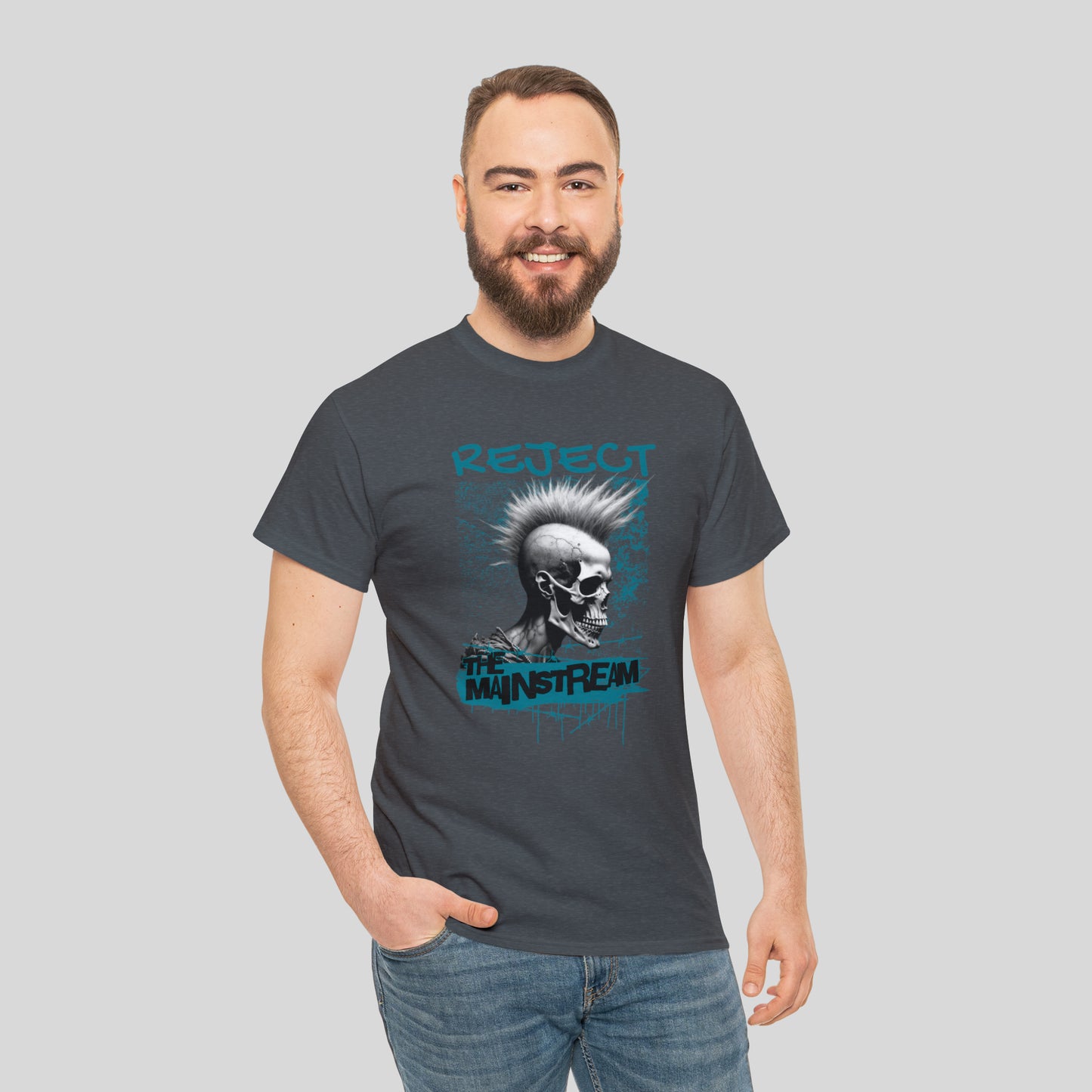 Reject the Mainstream, Punk Skull, Unisex Heavy Cotton Tee