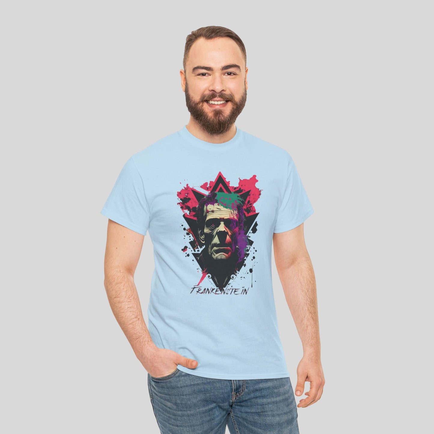 Frankenstein, Custom Graphic Unisex Heavy Cotton Tee
