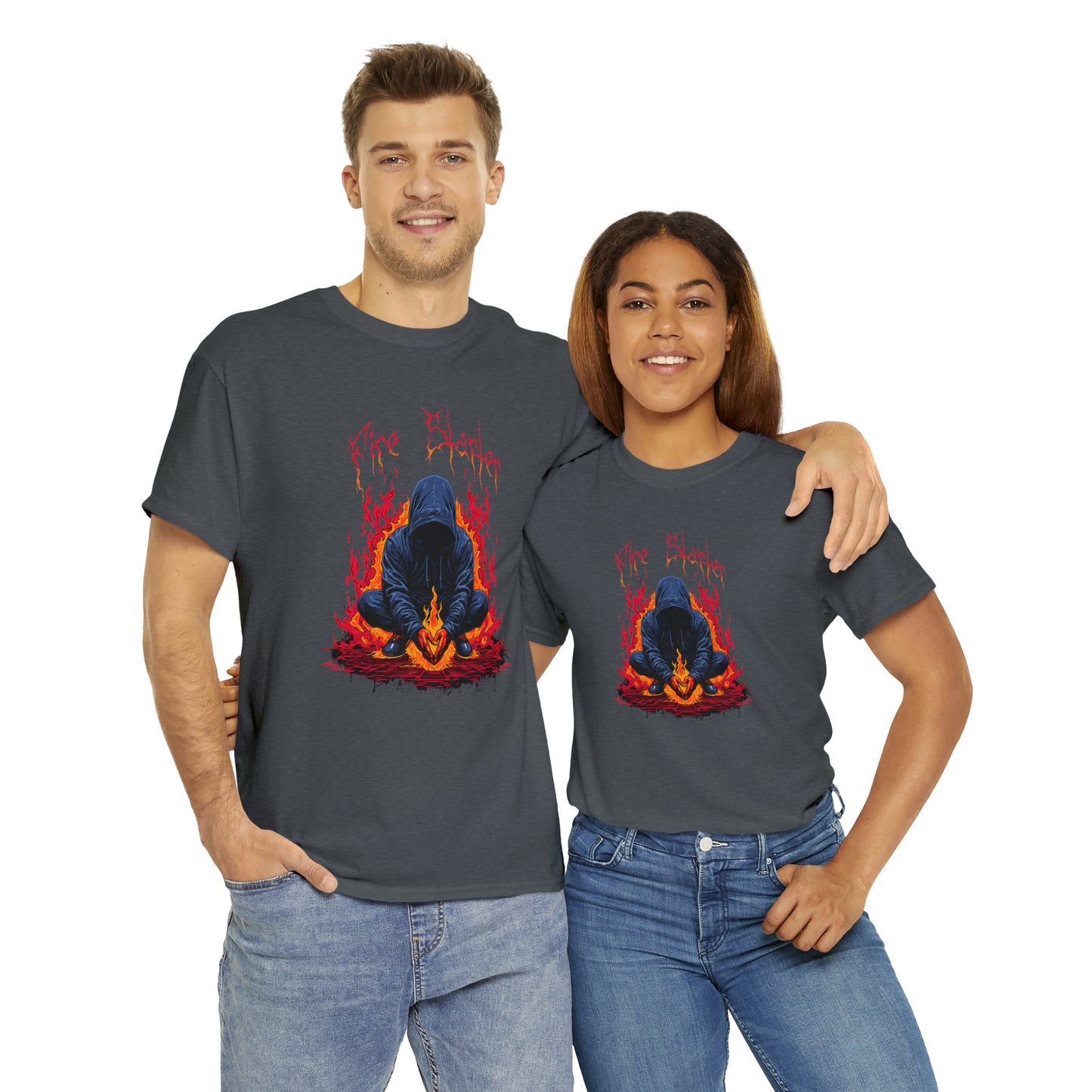 Fire Starter, Hooded man with superpowers, Unisex Heavy Cotton Tee