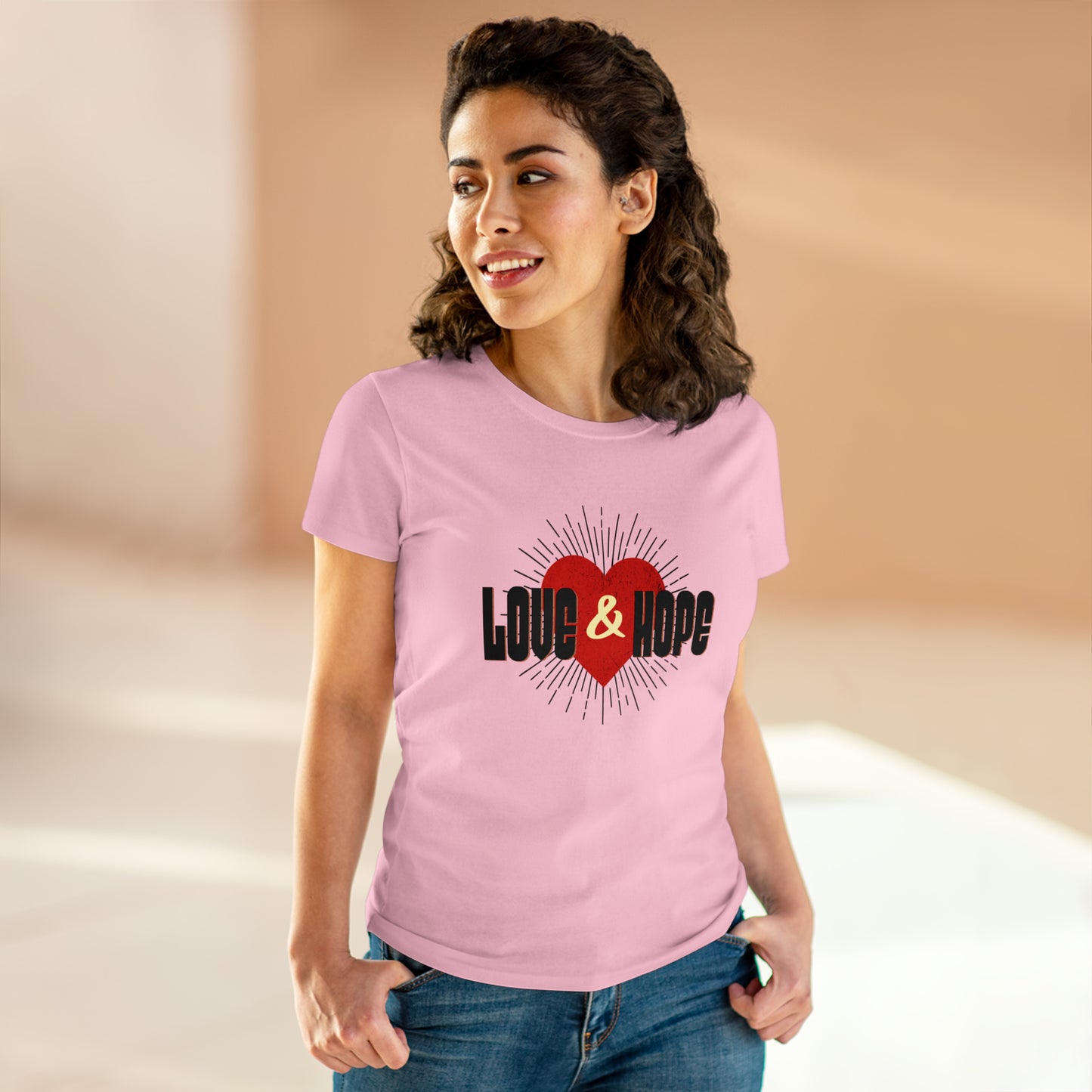 Love & Hope, Heart, Women's Midweight Cotton Tee