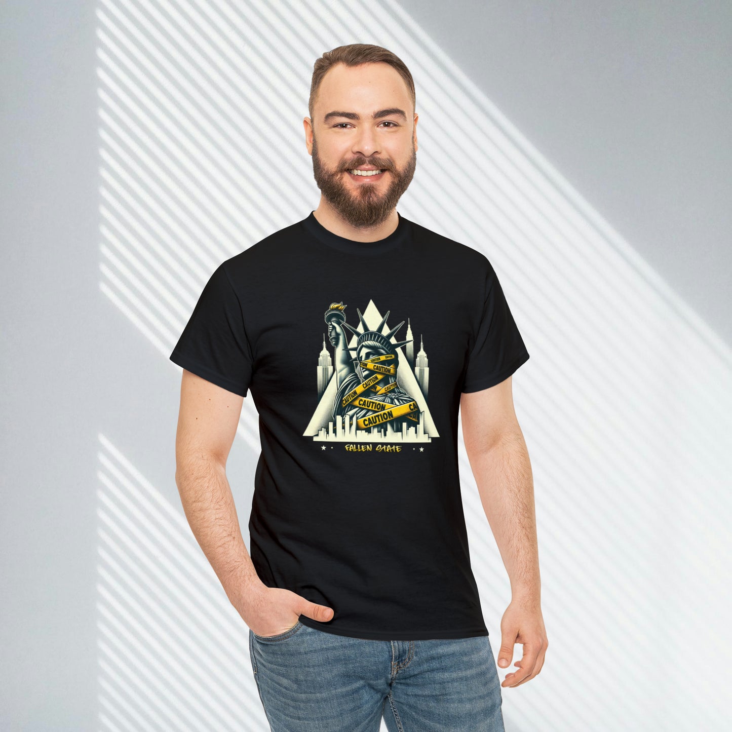 Fallen State, NYC, Statue of Liberty, Heavy Cotton Tee