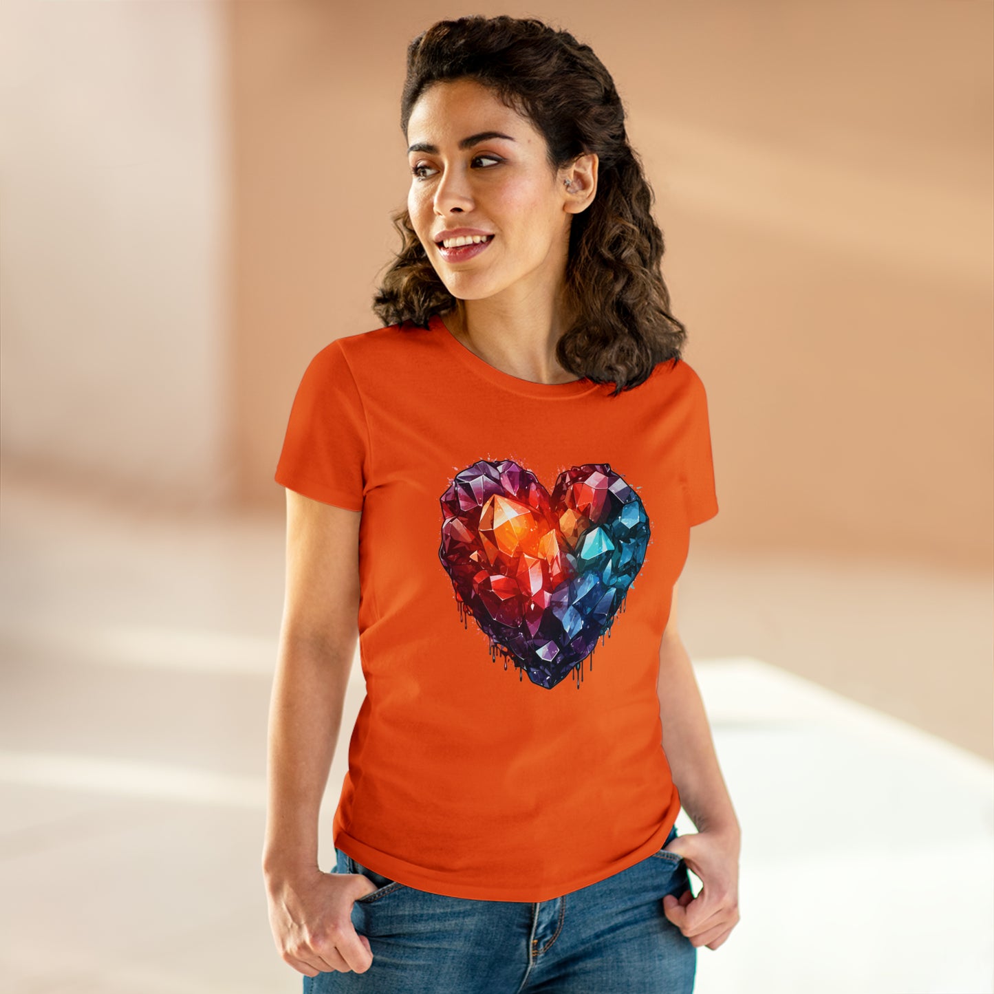 Crystal Heart Women's Midweight Cotton Tee