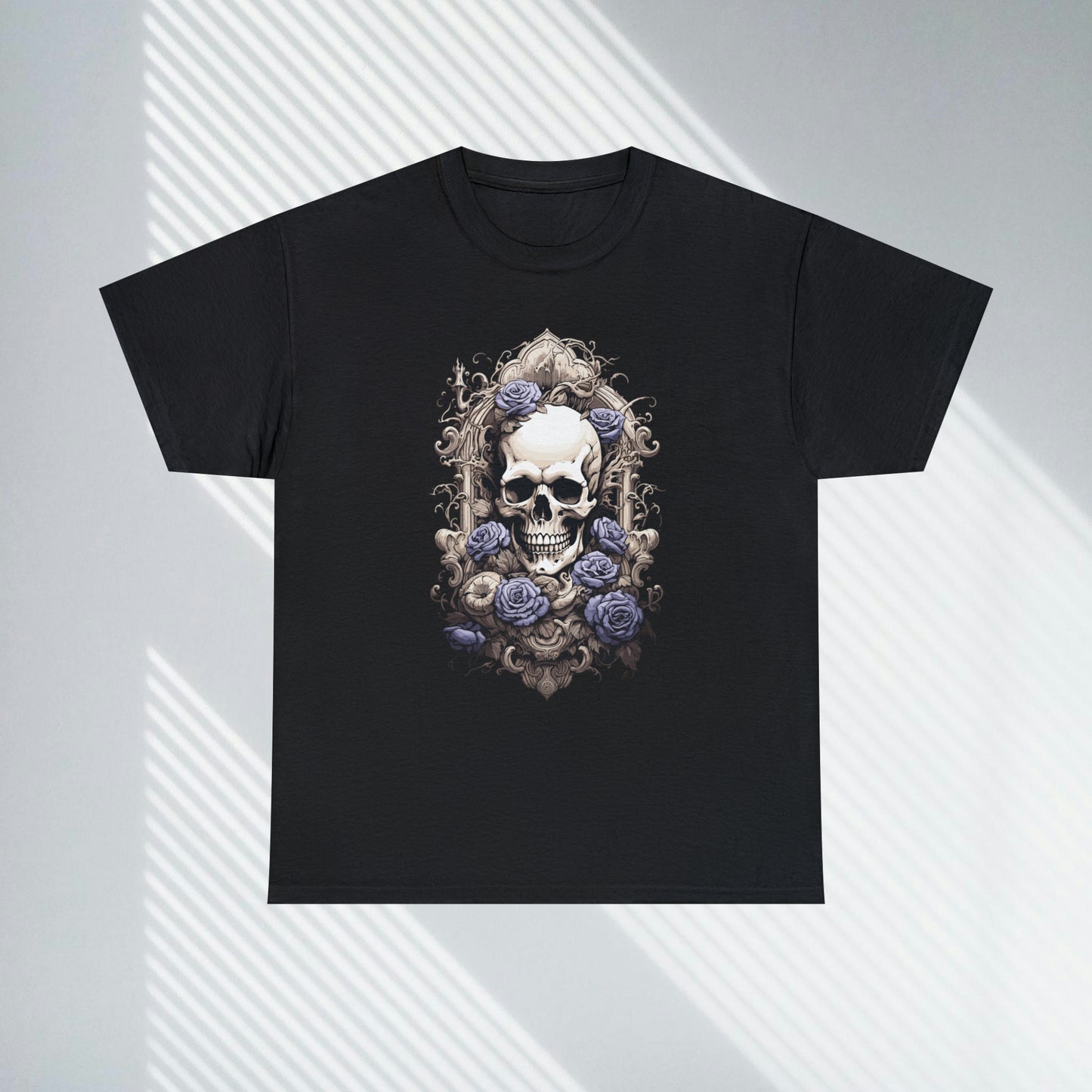 Floral Skull, Victorian Style, Unisex Heavy Cotton Tee