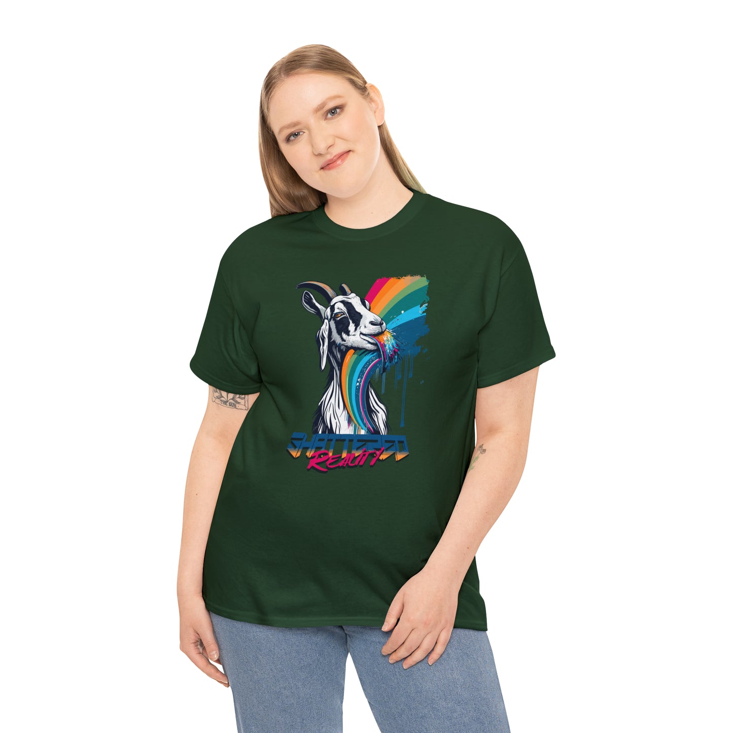 Shattered Reality, Rainbow Goat, Unisex Heavy Cotton Tee
