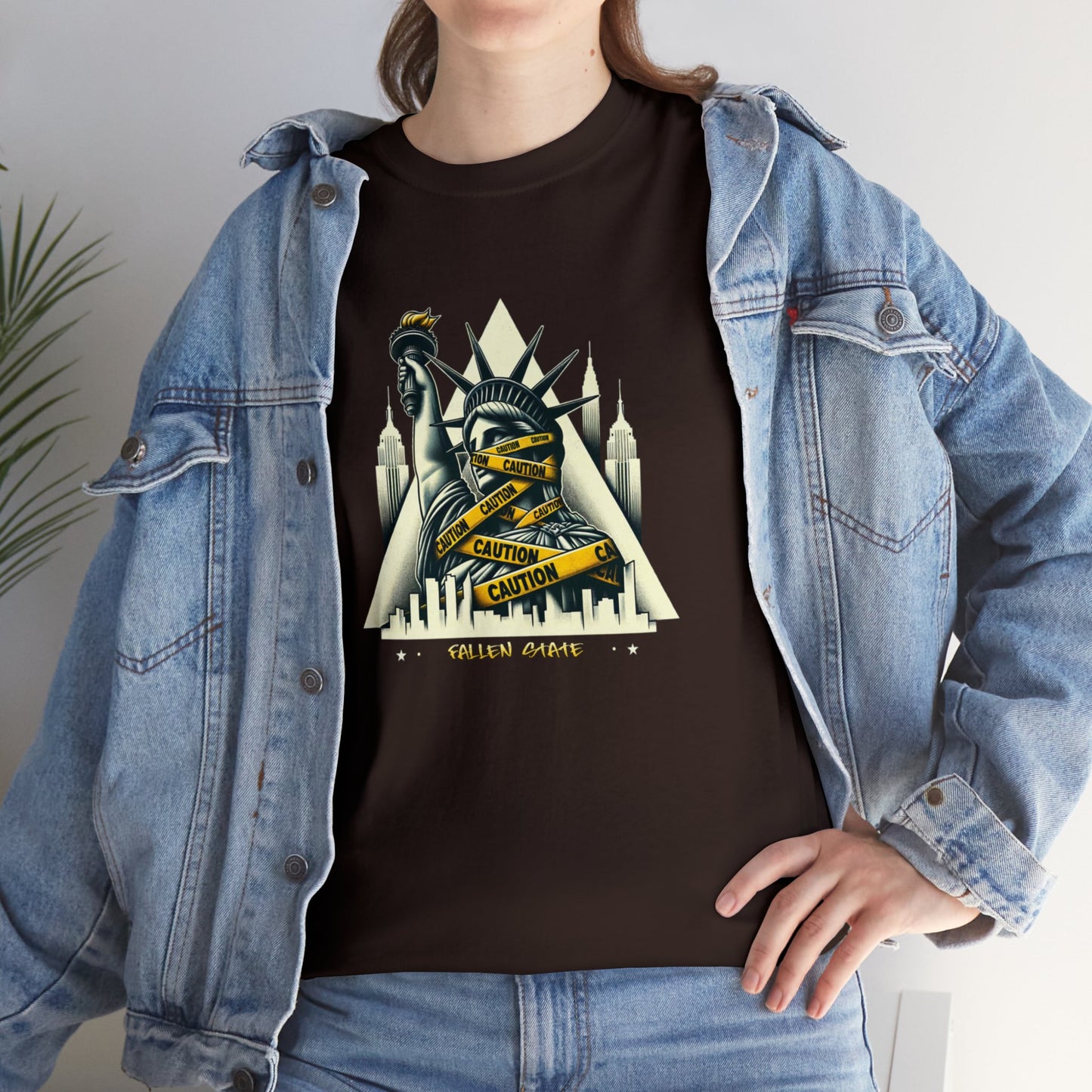 Fallen State, NYC, Statue of Liberty, Heavy Cotton Tee