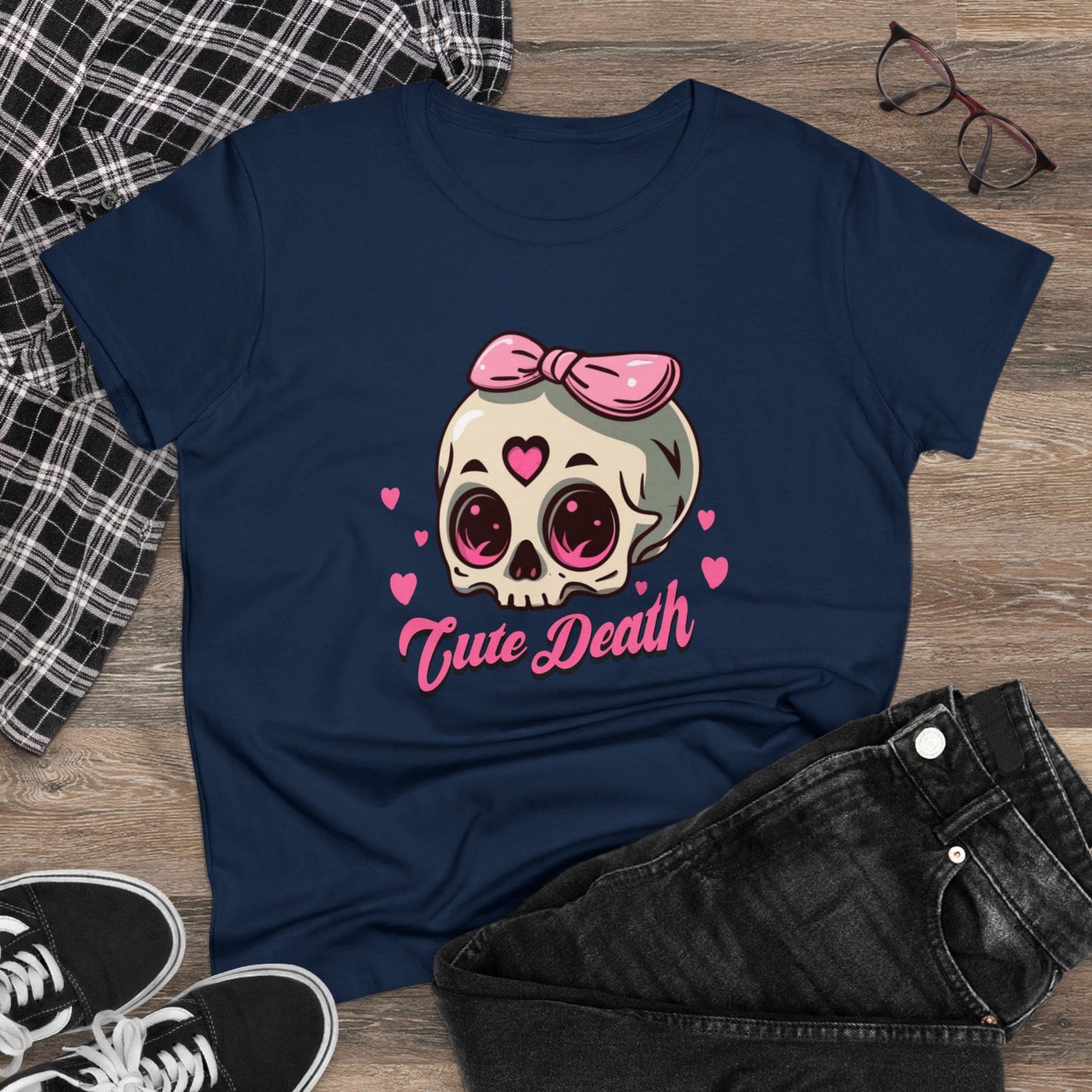 Cute Death, Skull Women's Midweight Cotton Tee
