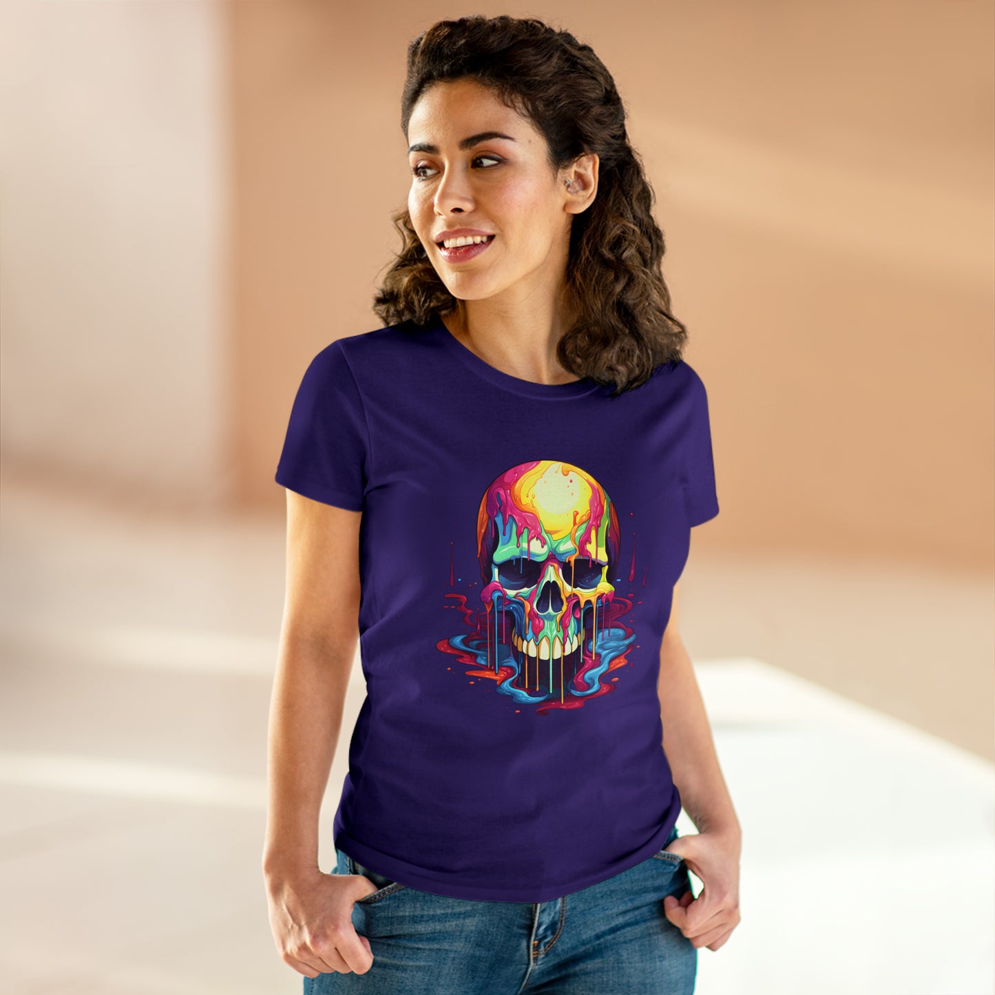 Painted Skull, Women's Midweight Cotton Tee