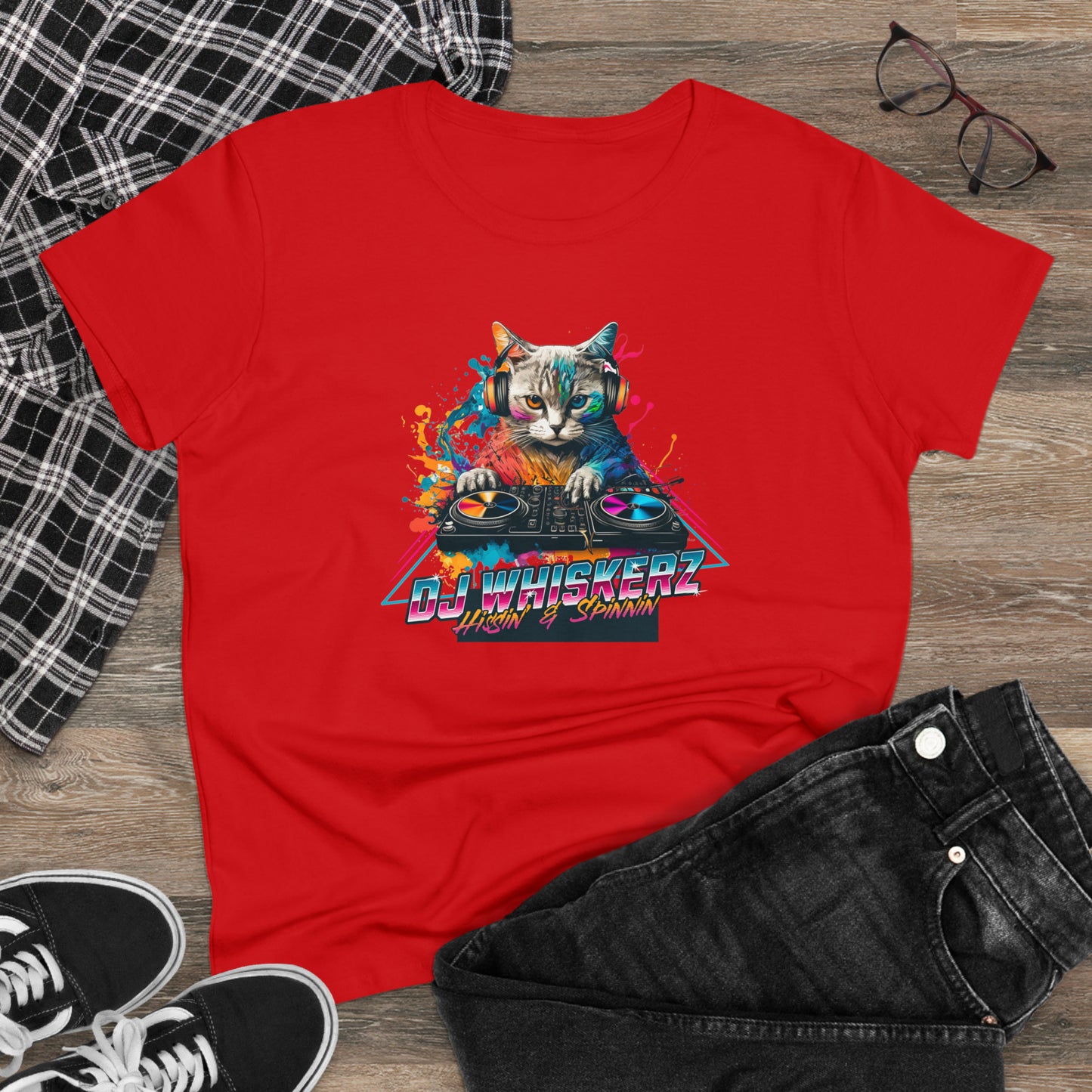 DJ WHISKERZ, Women's Midweight Cotton Graphic Tee