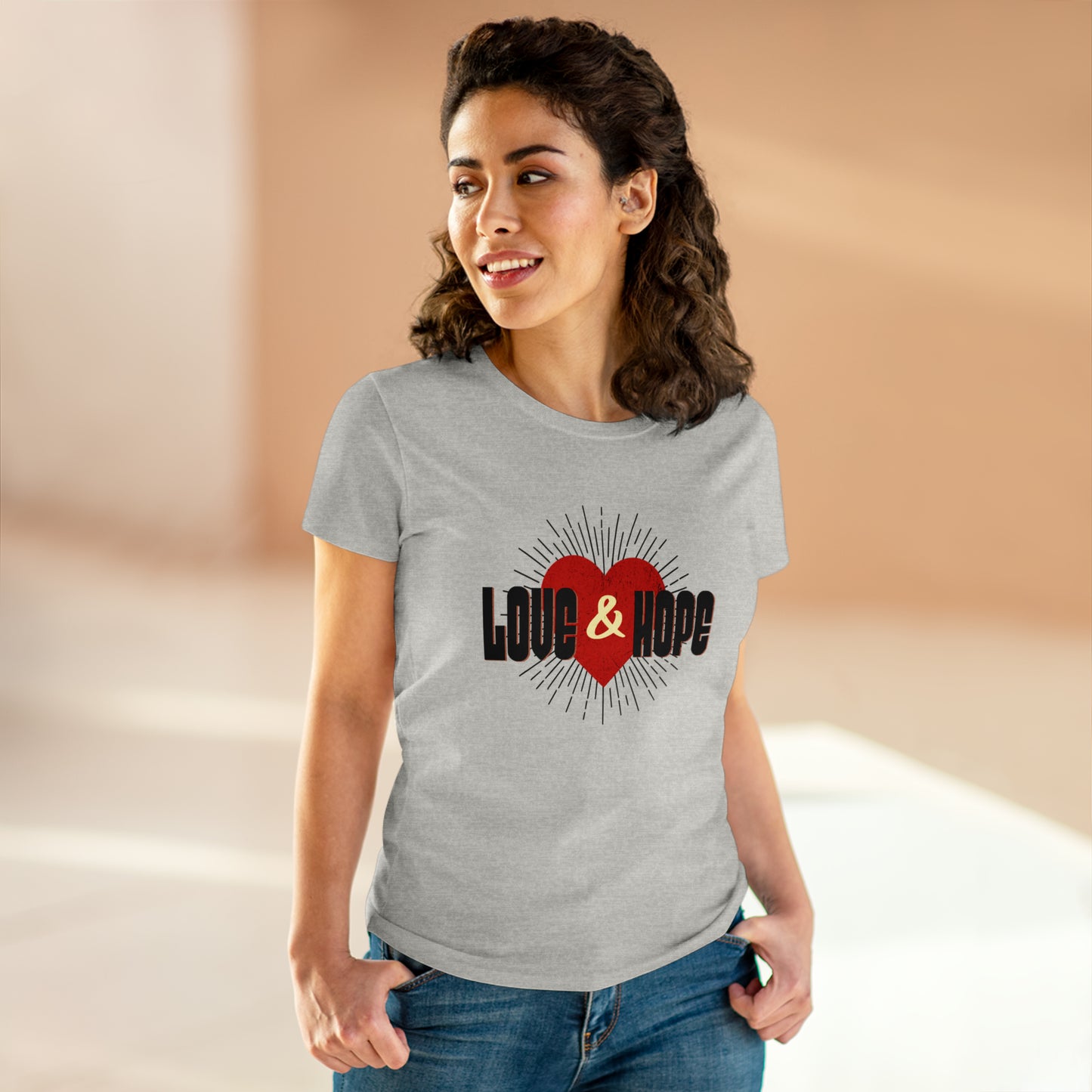 Love & Hope, Heart, Women's Midweight Cotton Tee