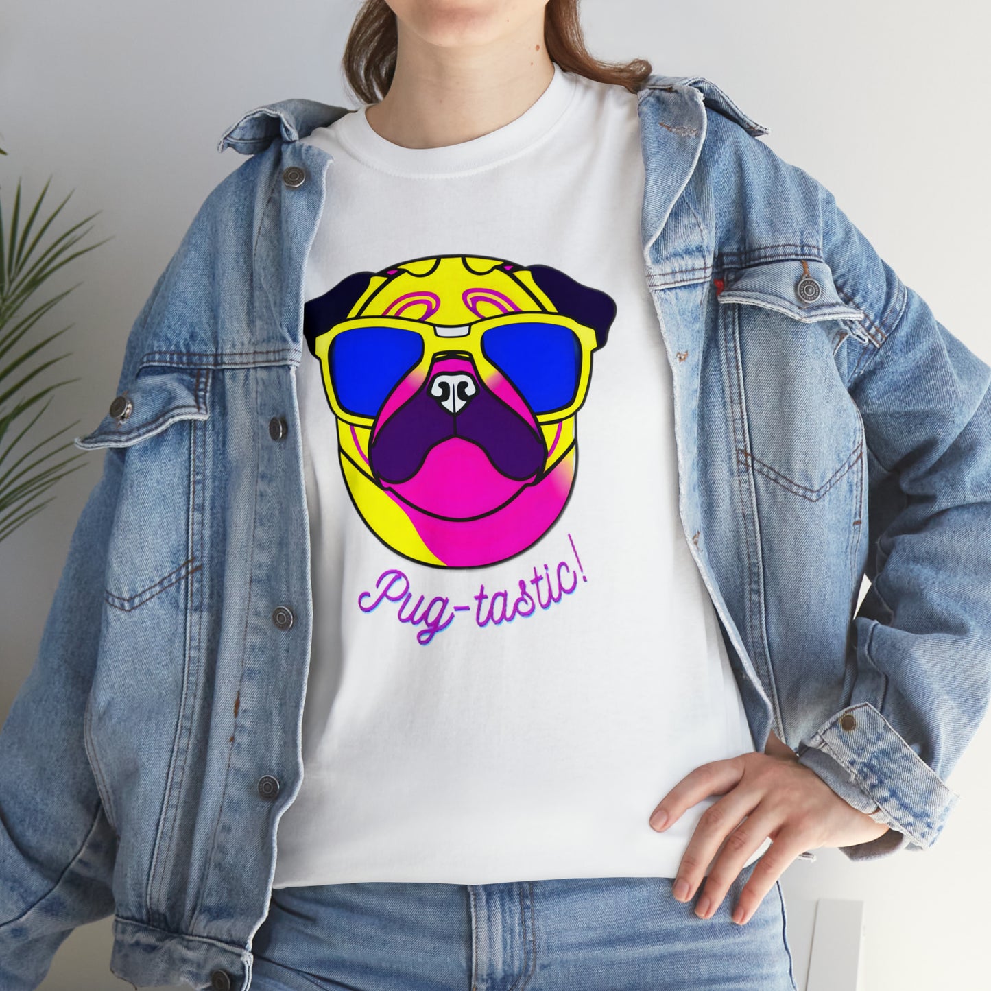 Pug- tastic, Pug Custom Graphic Unisex Heavy Cotton Tee