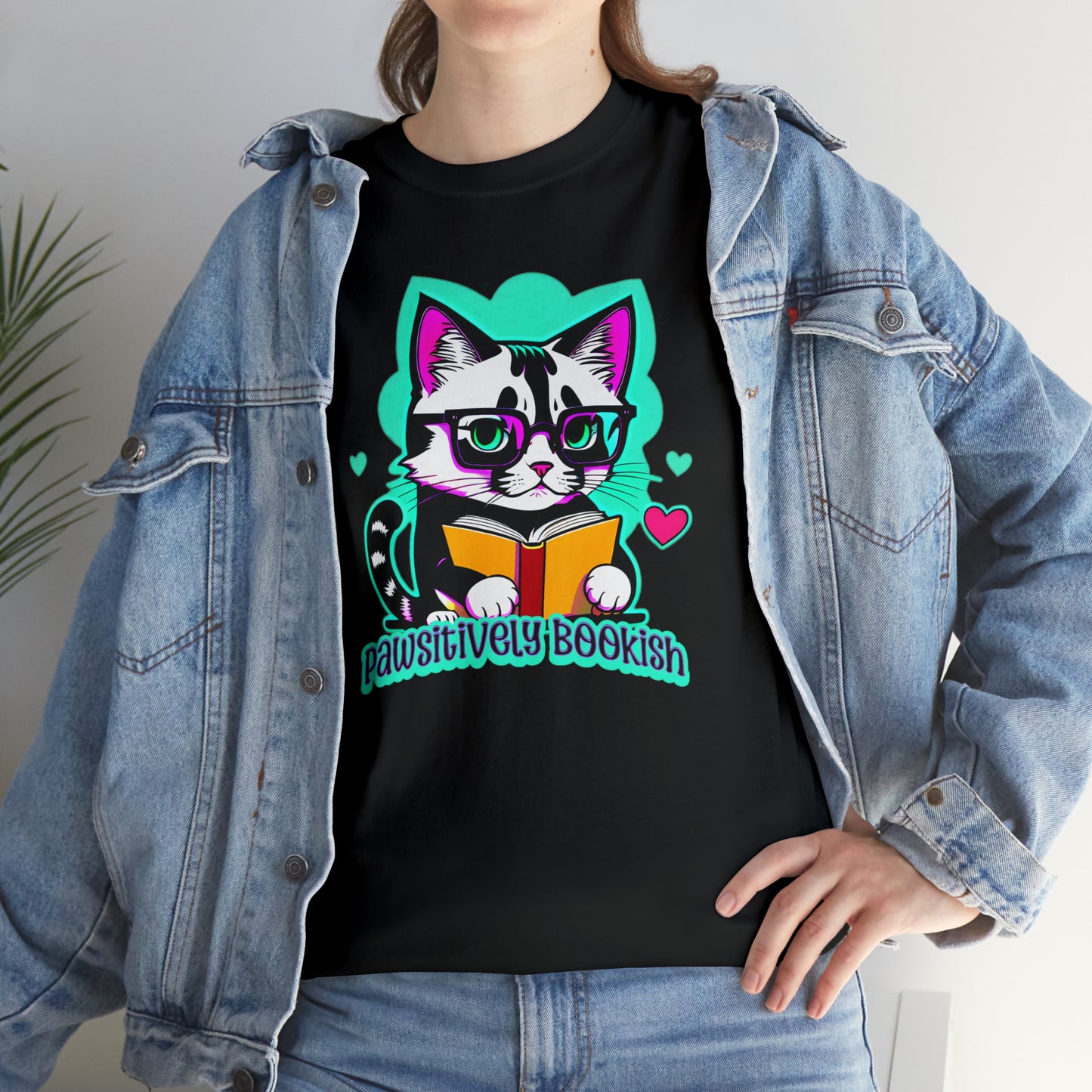 Pawsitively Bookish, Kitten read a book Unisex Heavy Cotton Tee