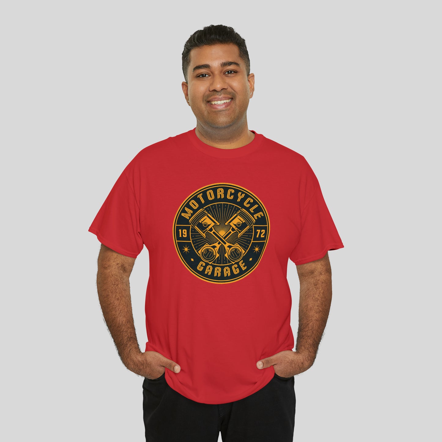 Motorcycle Garage, Unisex Heavy Cotton Graphic Tee