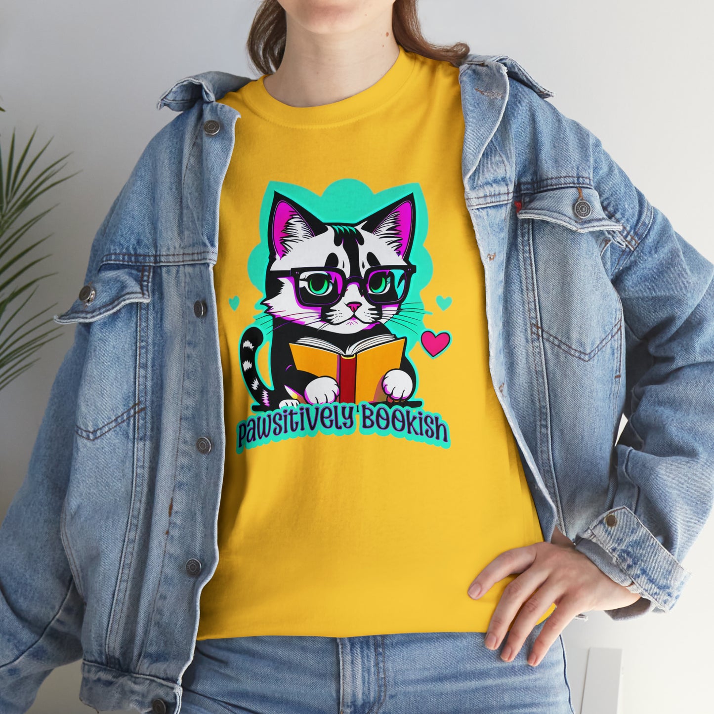Pawsitively Bookish, Kitten read a book Unisex Heavy Cotton Tee