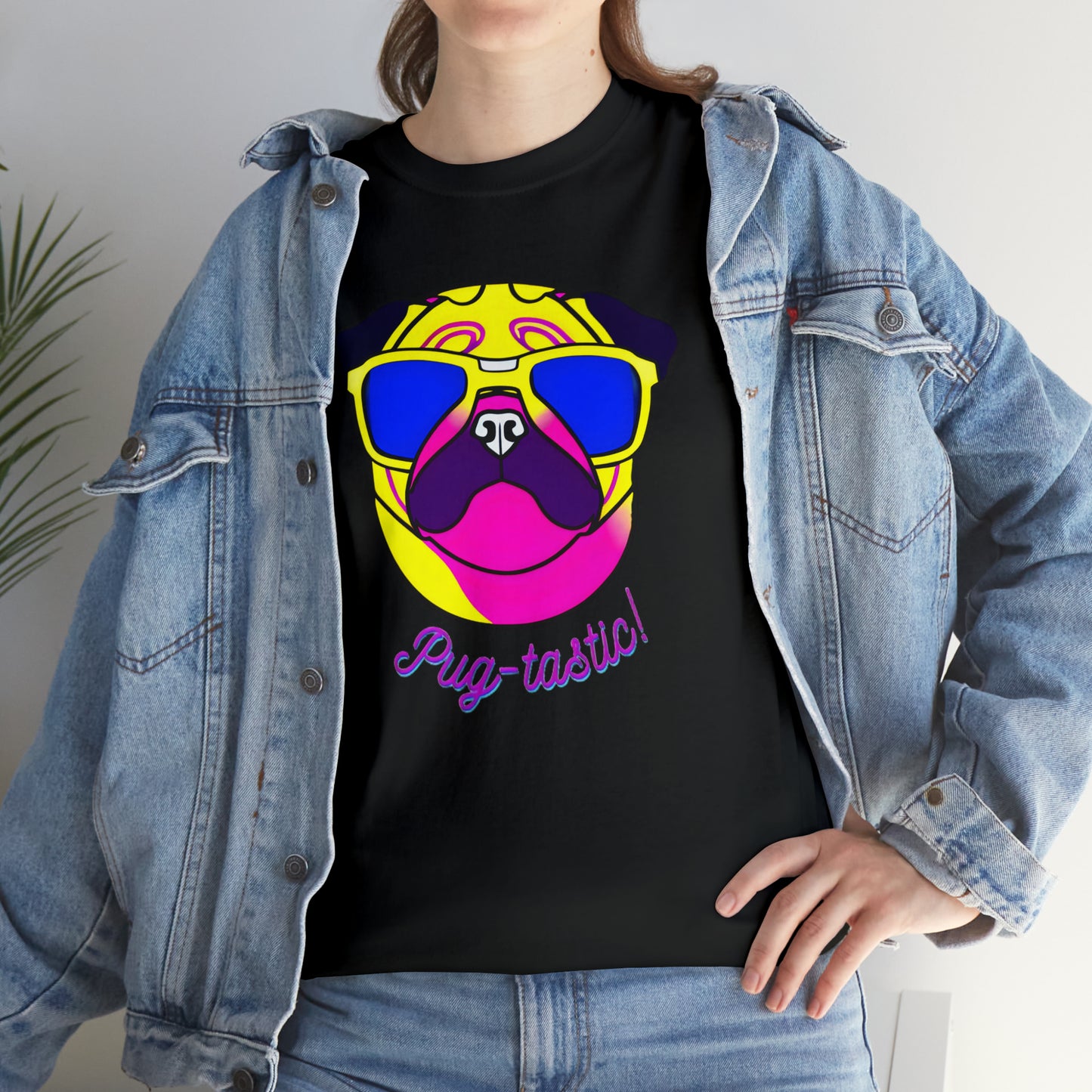Pug- tastic, Pug Custom Graphic Unisex Heavy Cotton Tee