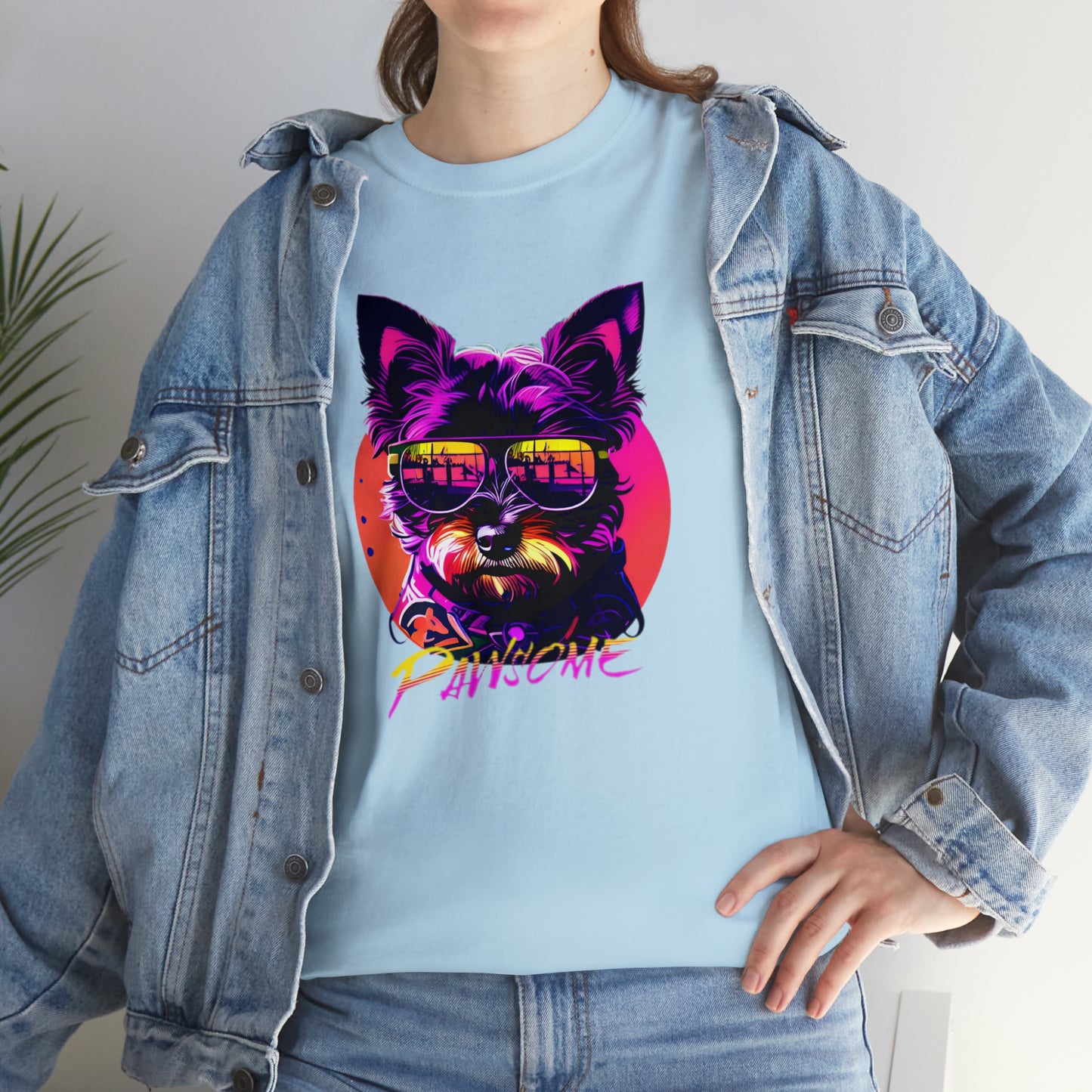 Pawsome, Yorkshire Terrier wearing sunglasses Unisex Heavy Cotton Tee