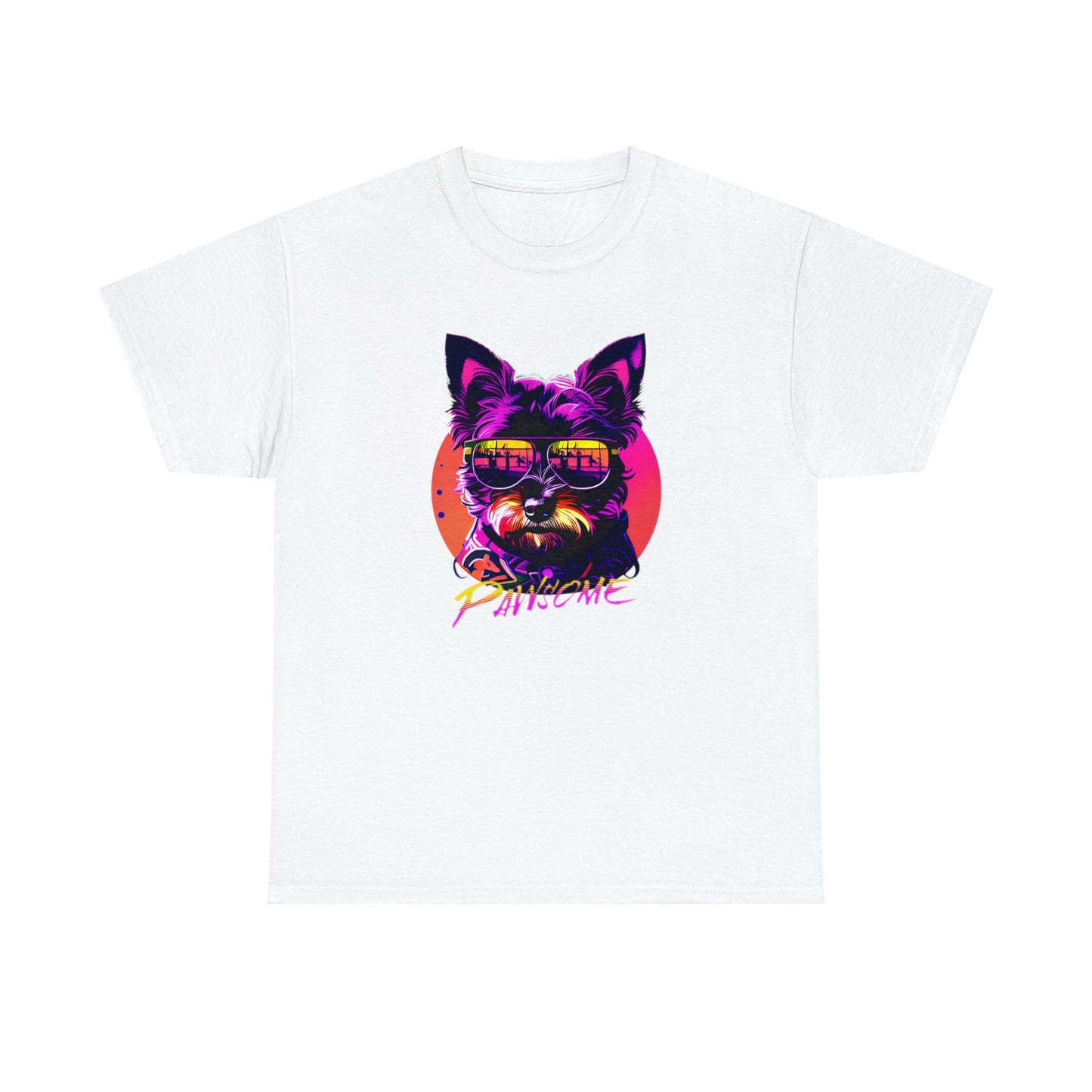 Pawsome, Yorkshire Terrier wearing sunglasses Unisex Heavy Cotton Tee