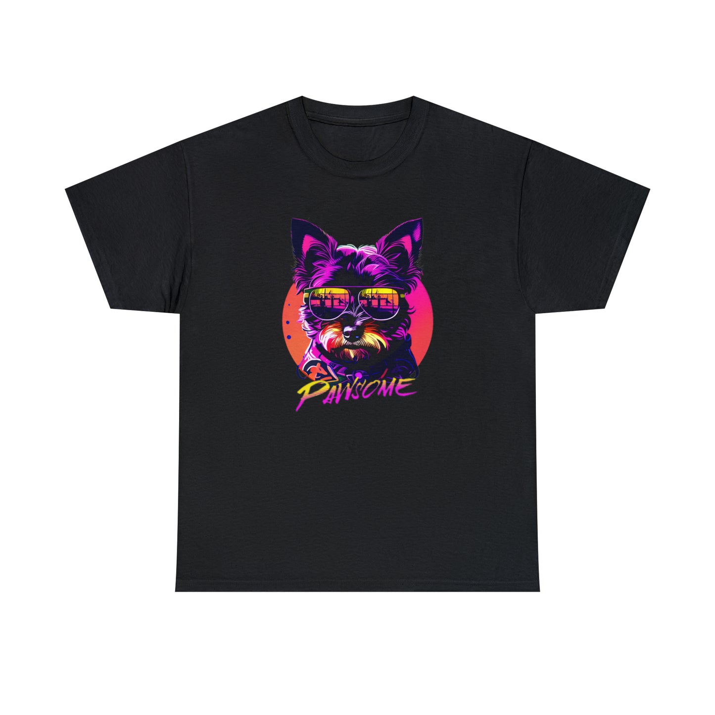 Pawsome, Yorkshire Terrier wearing sunglasses Unisex Heavy Cotton Tee