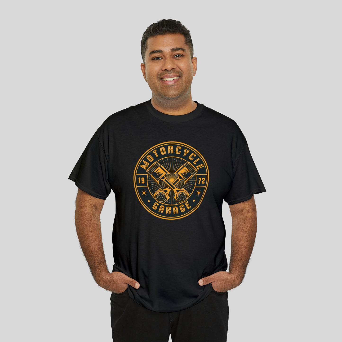 Motorcycle Garage, Unisex Heavy Cotton Graphic Tee