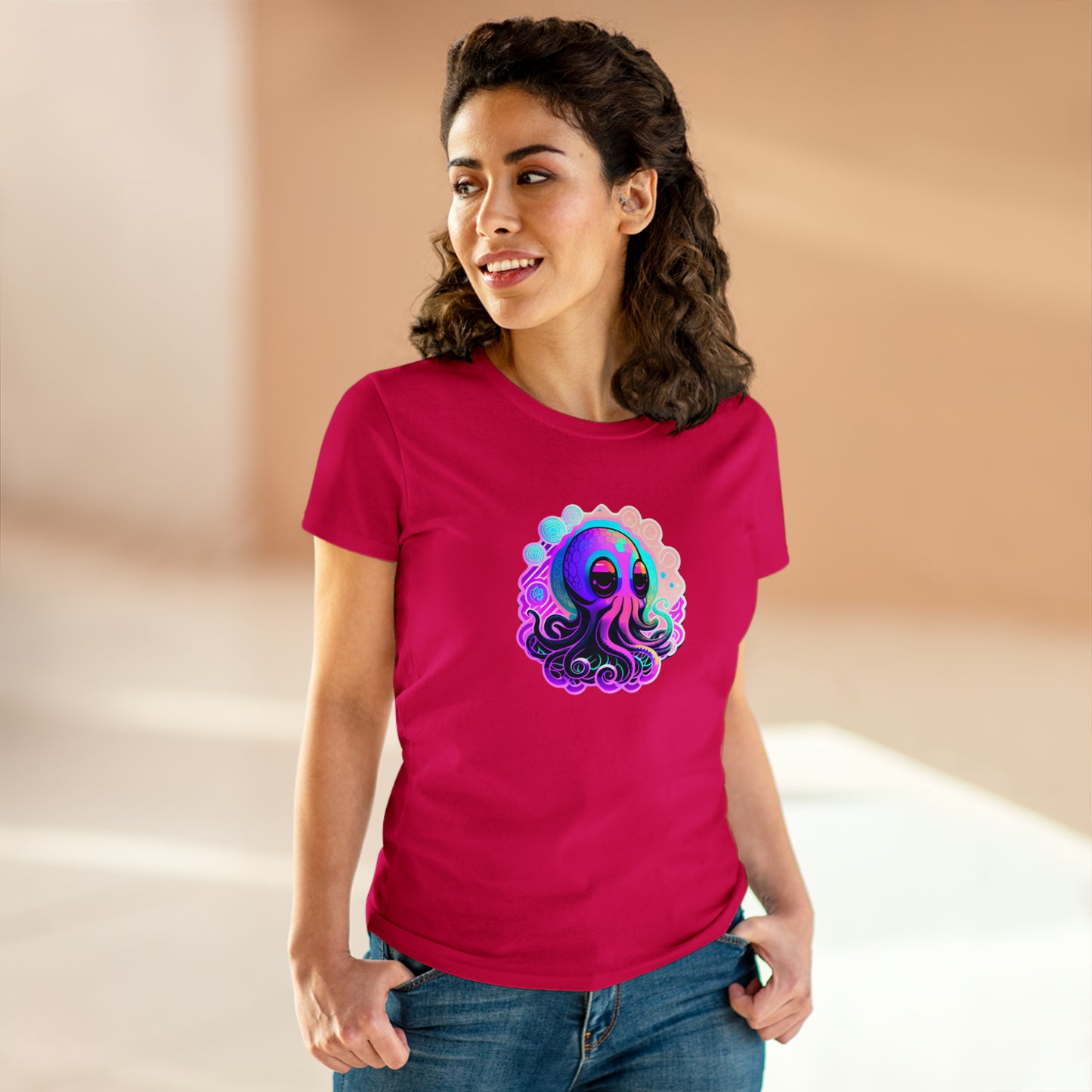 Colorful Octopus Women's Midweight Cotton Tee