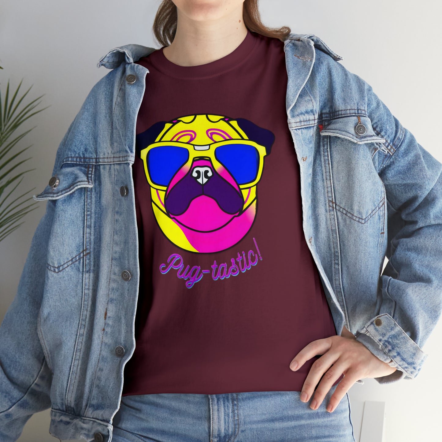 Pug- tastic, Pug Custom Graphic Unisex Heavy Cotton Tee