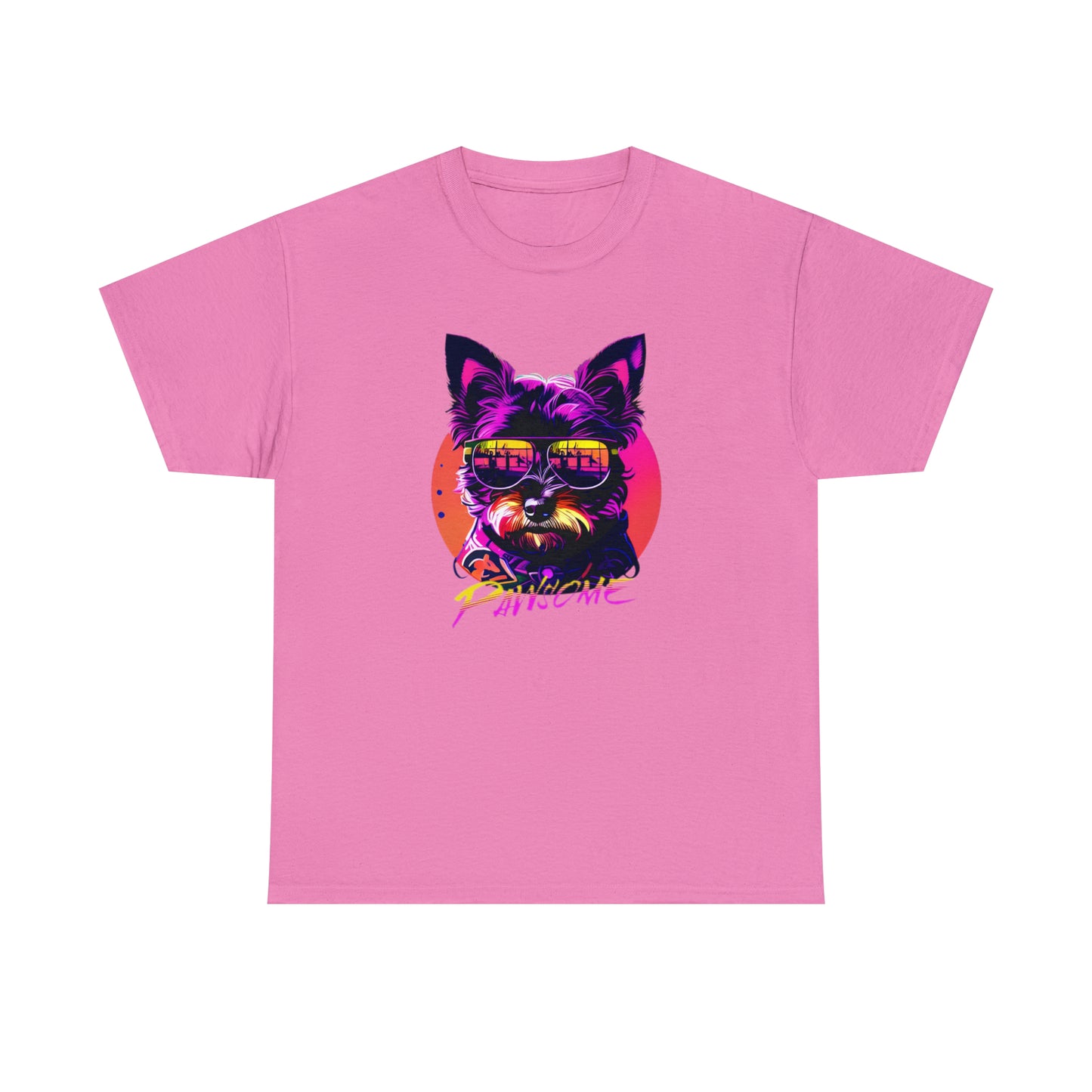 Pawsome, Yorkshire Terrier wearing sunglasses Unisex Heavy Cotton Tee