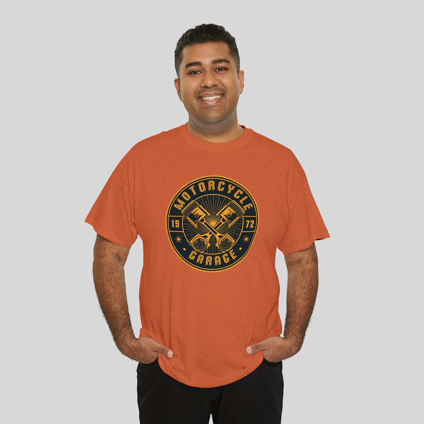 Motorcycle Garage, Unisex Heavy Cotton Graphic Tee
